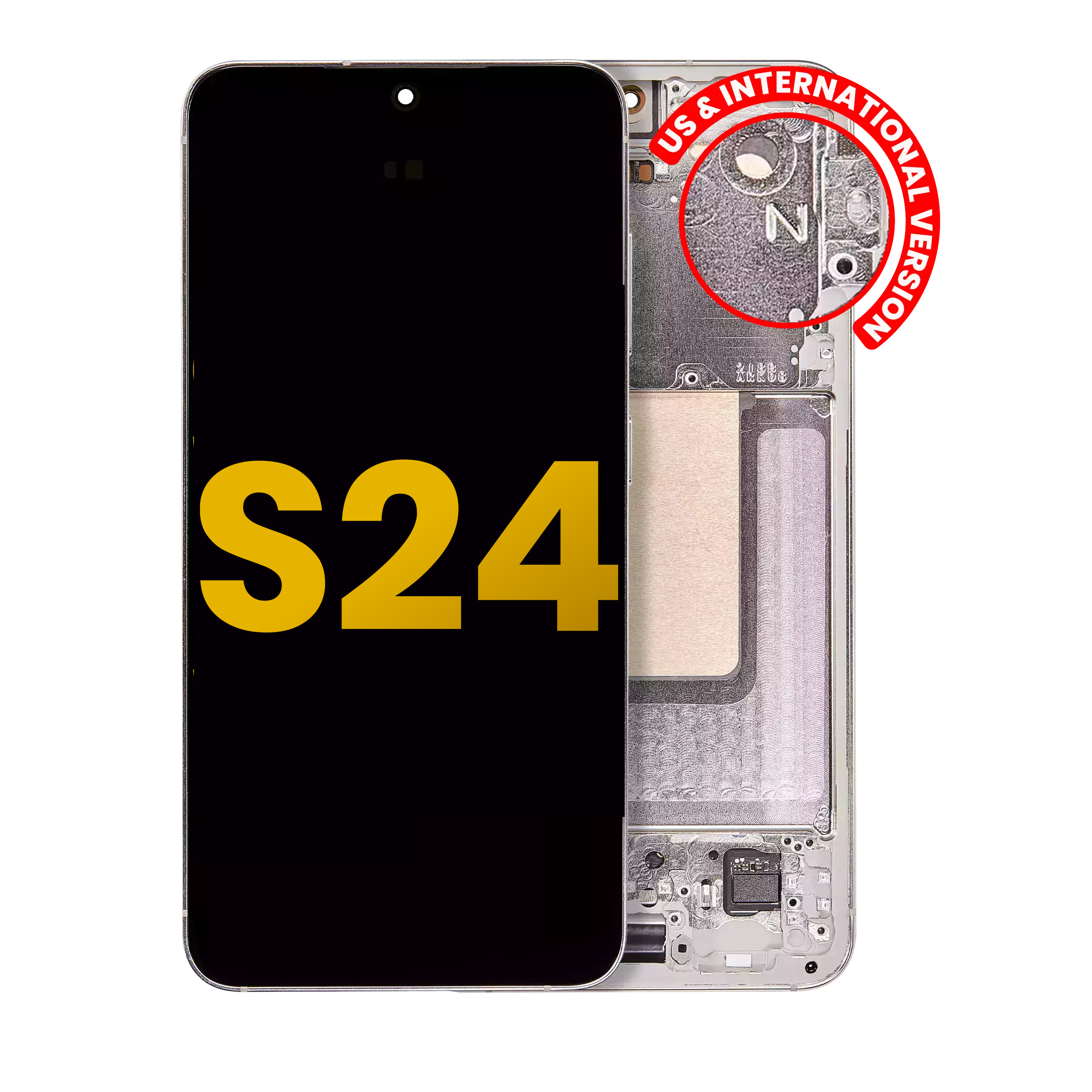 Oled Assembly With Frame Compatible For Samsung Galaxy S24 5G (Us & International Version) (Refurbished) (Amber Yellow)