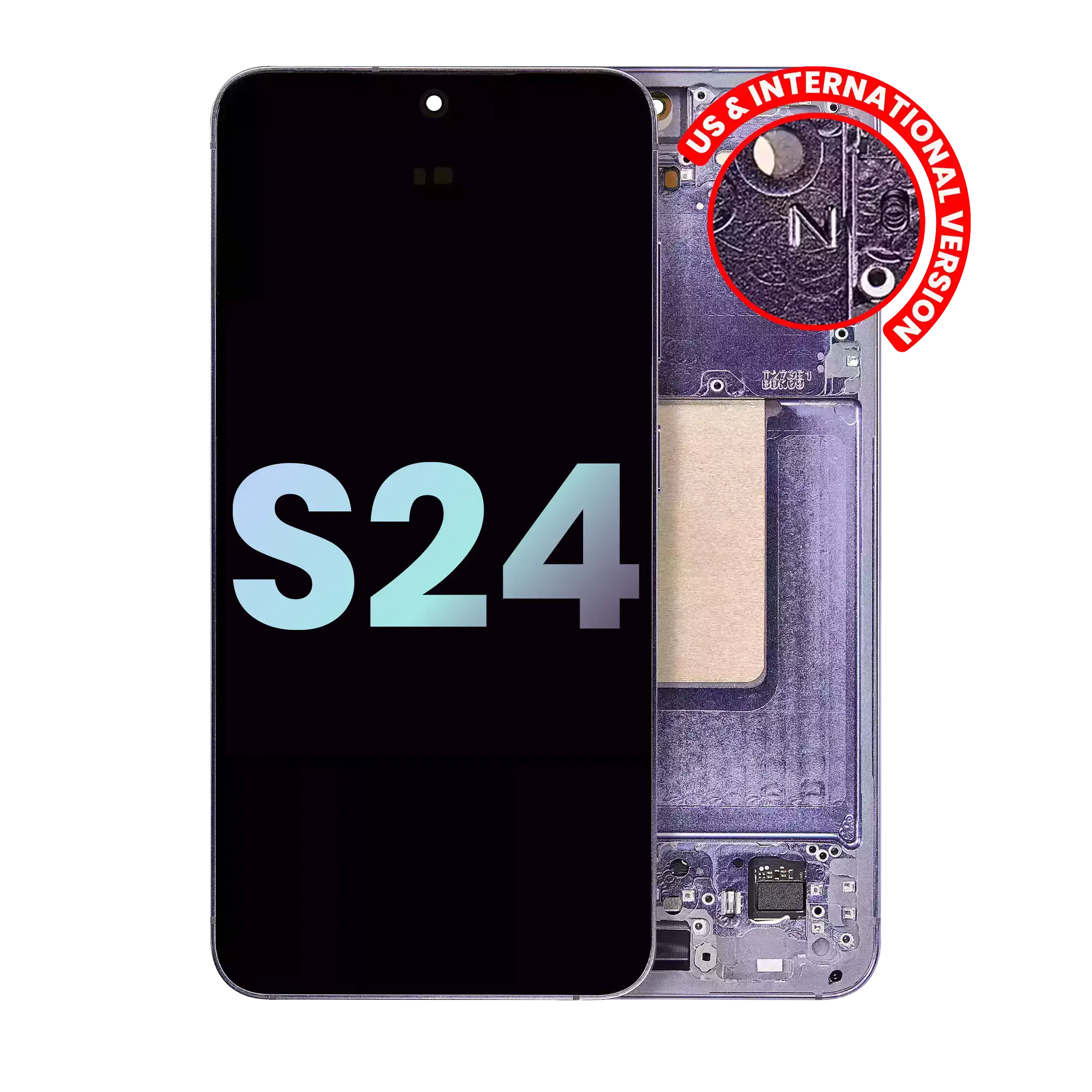 Oled Assembly With Frame Compatible For Samsung Galaxy S24 5G (Us & International Version) (Service Pack) (Cobalt Violet)