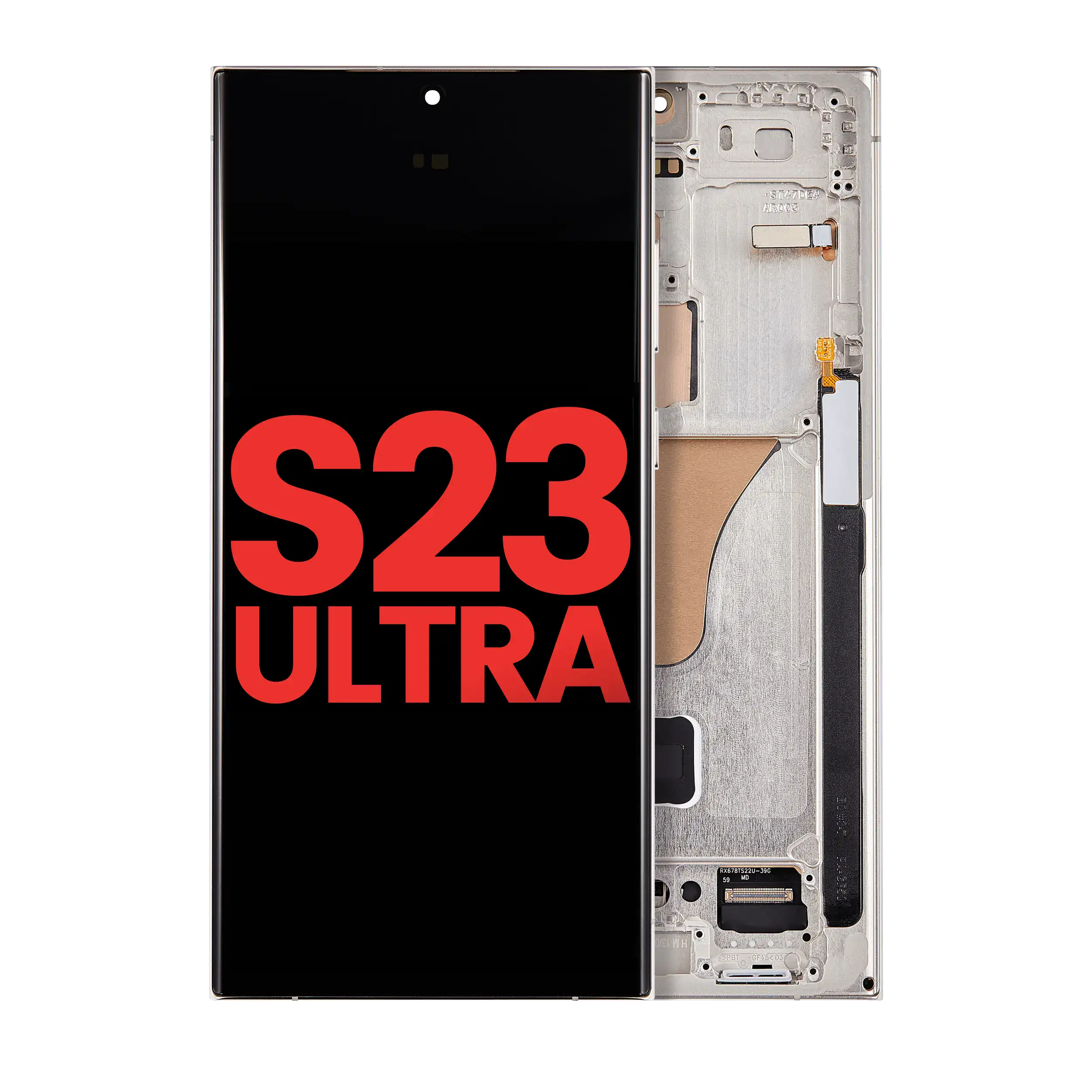 Oled Assembly With Frame Compatible For Samsung Galaxy S23 Ultra (Us & International) (Aftermarket Plus) (Cream)