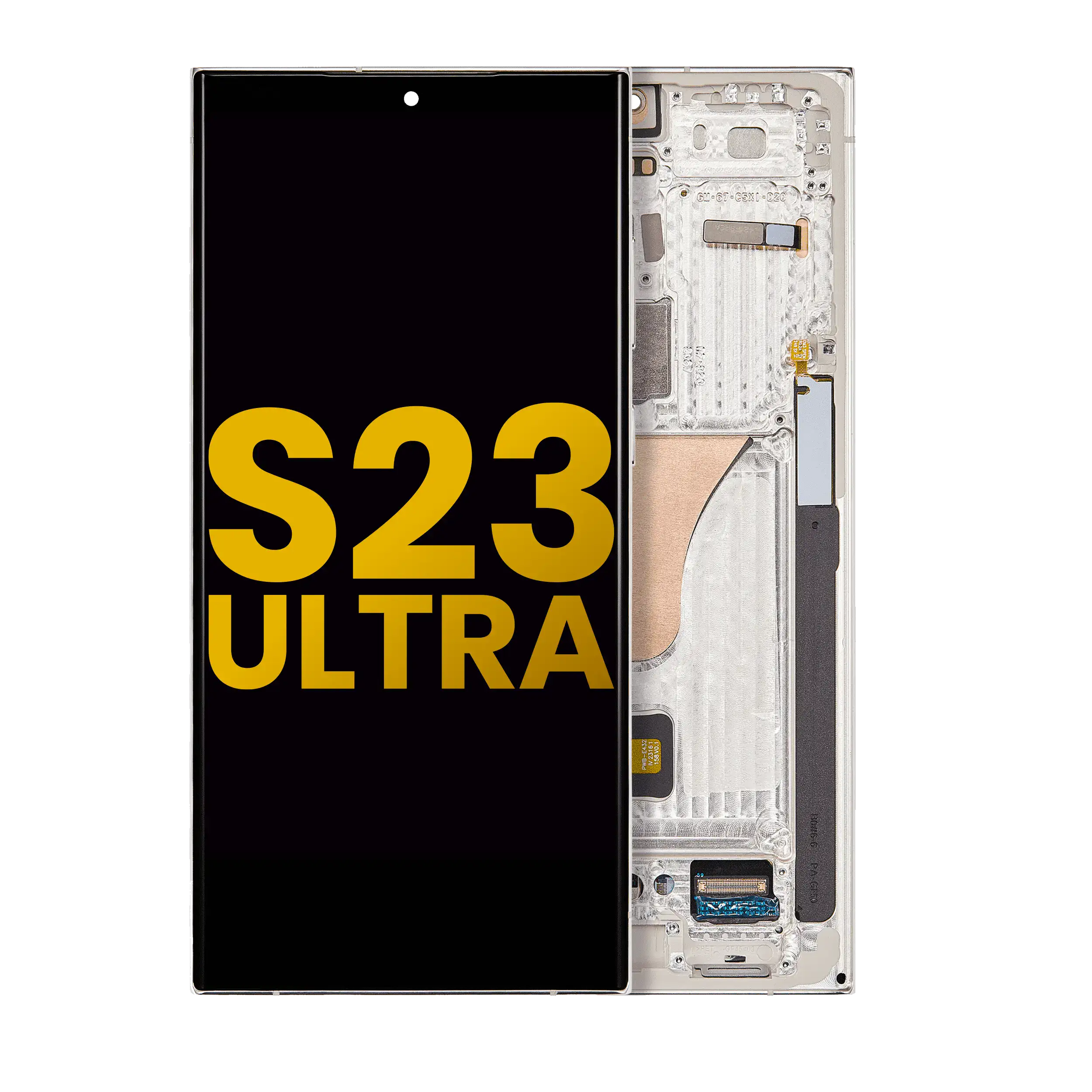 Oled Assembly With Frame Compatible For Samsung Galaxy S23 Ultra (Us & International) (Refurbished) (Cream)