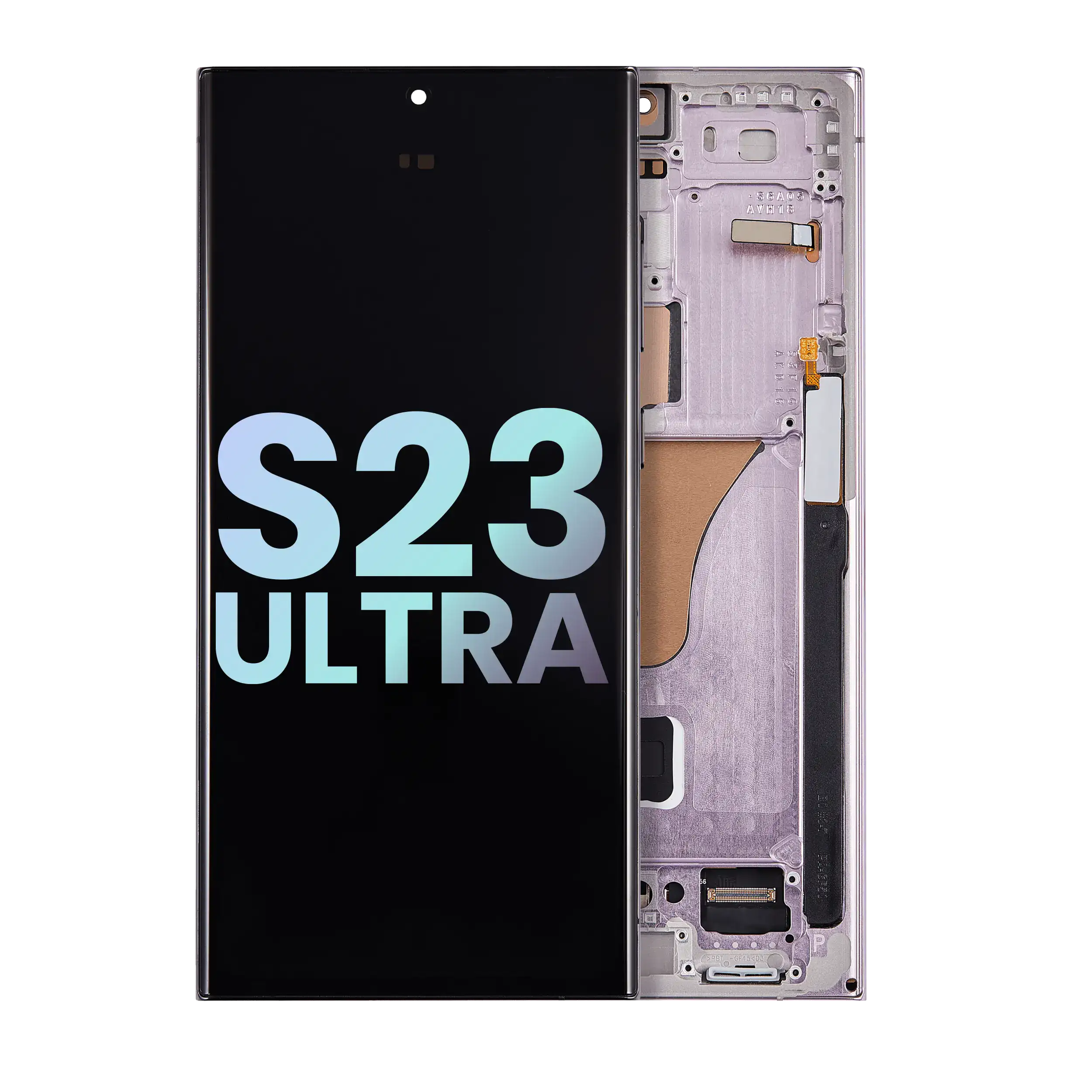Oled Assembly With Frame Compatible For Samsung Galaxy S23 Ultra 5G (Us & International) (Service Pack) (Lavender)