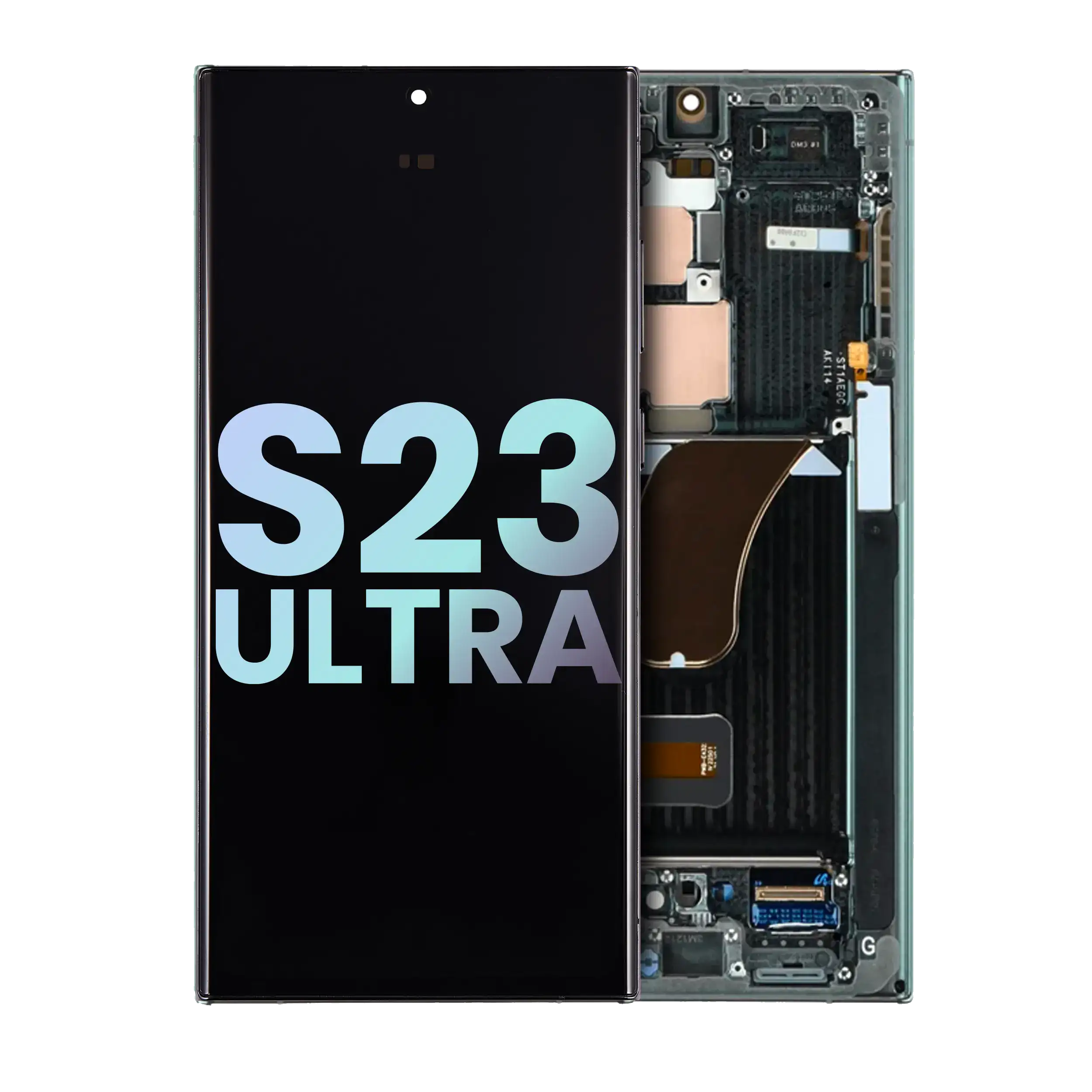 Oled Assembly With Frame Compatible For Samsung Galaxy S23 Ultra 5G (Us & International) (Service Pack) (Sky Blue & Lime)