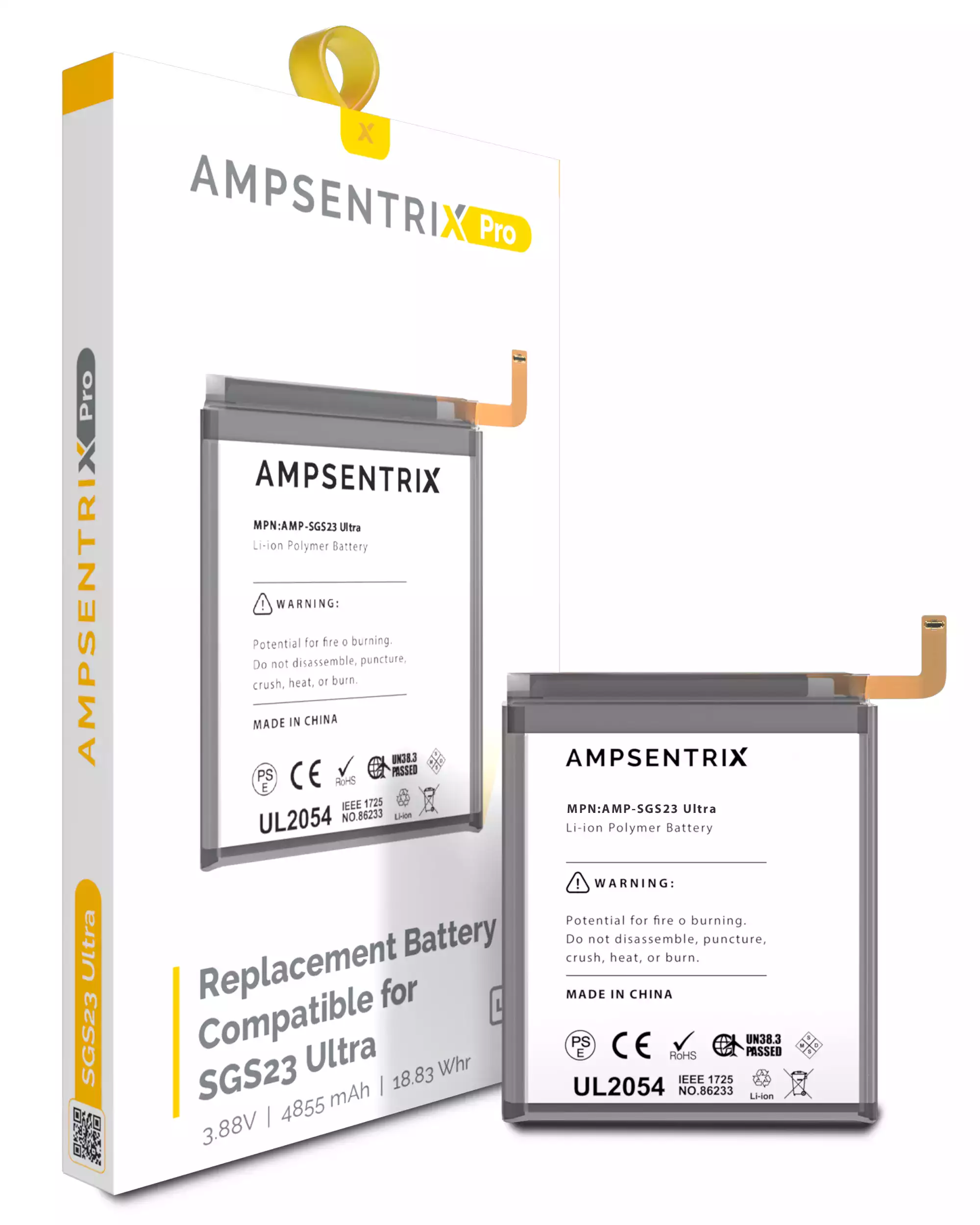 Replacement Battery Compatible For Samsung Galaxy S23 Ultra (Ampsentrix Pro)