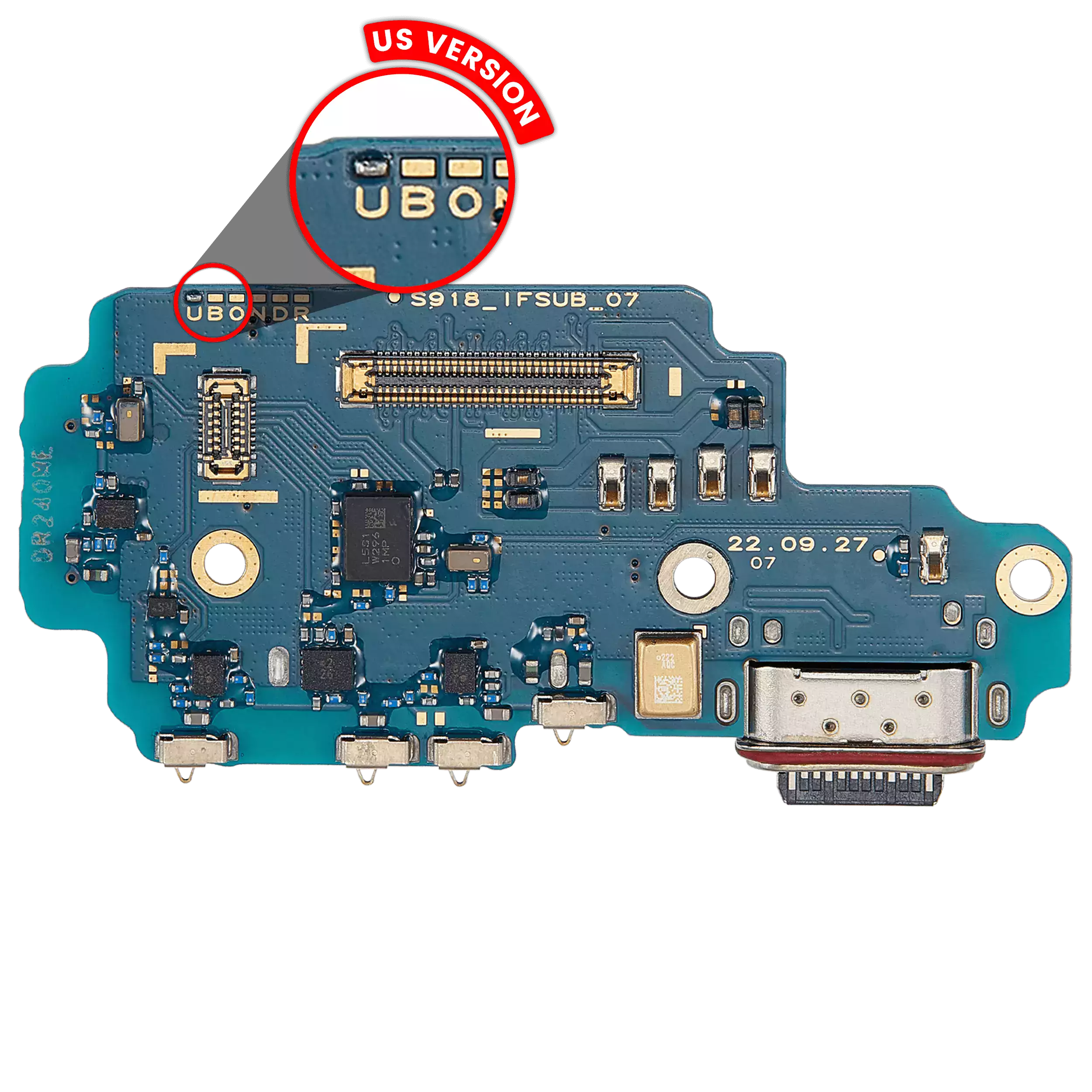 Charging Port Board With Sim Card Reader Compatible For Samsung Galaxy S23 Ultra 5G (S918U) (Us Version) (Premium)