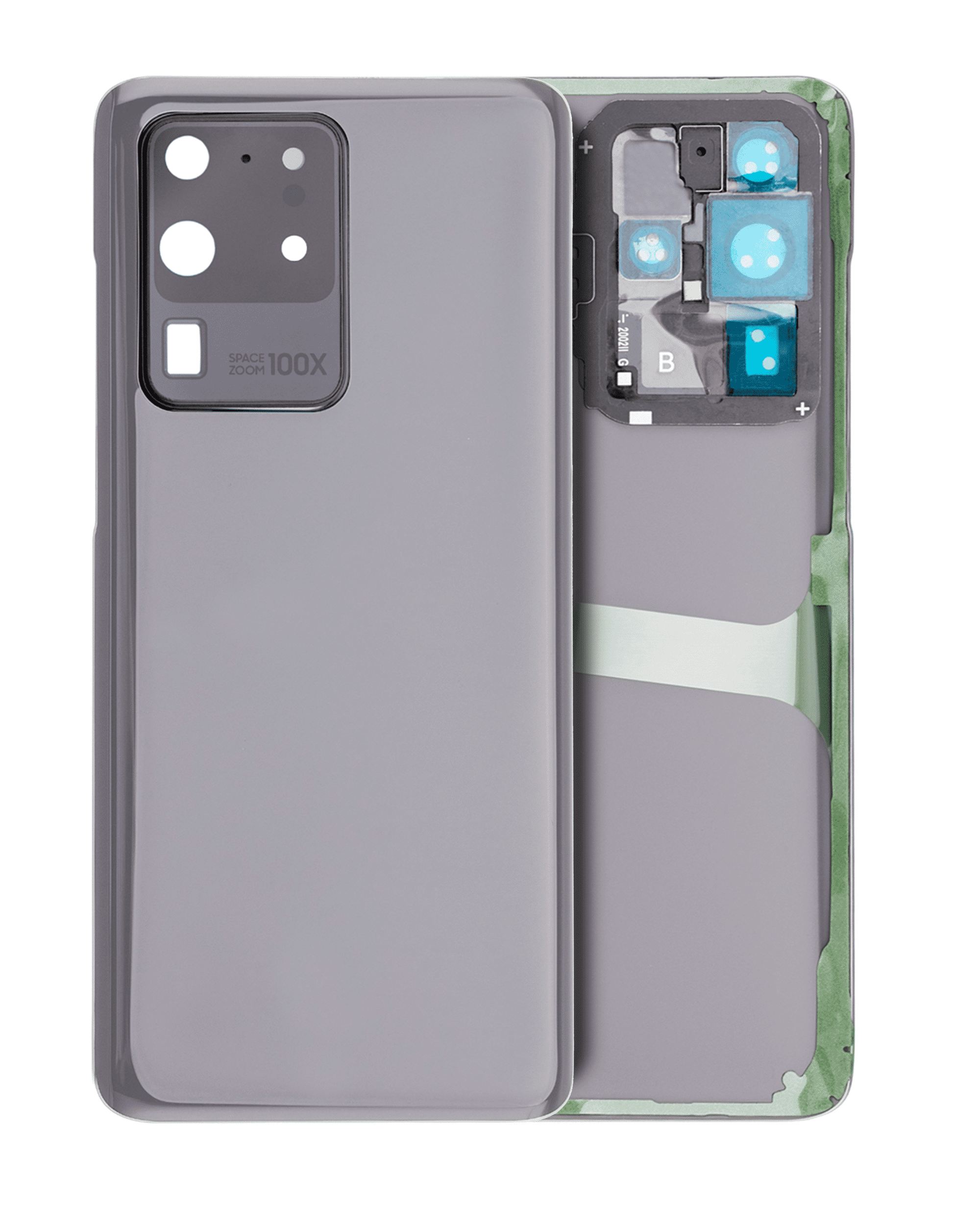 Back Cover Glass With Camera Lens Compatible For Samsung Galaxy S20 Ultra 5G (No Logo) (Aftermarket Plus) (Cosmic Gray)
