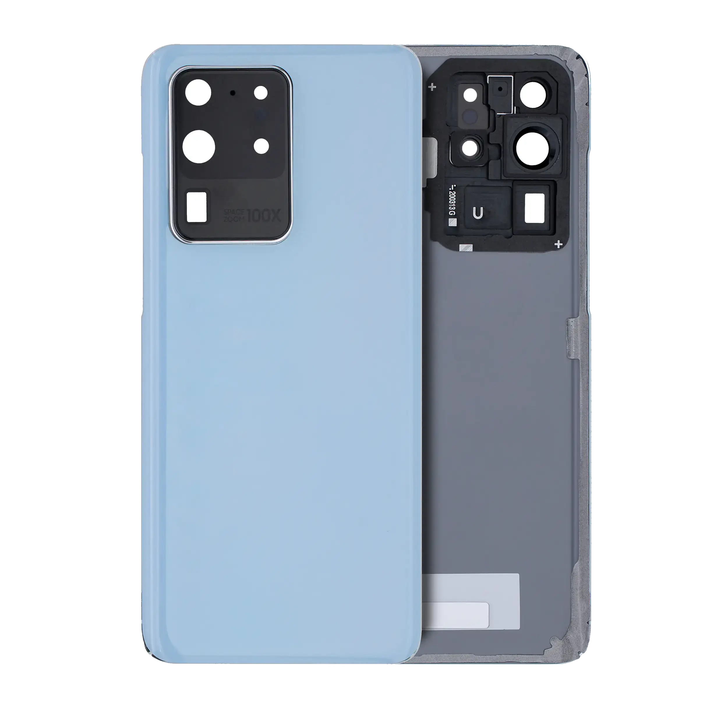 Back Cover Glass With Camera Lens Compatible For Samsung Galaxy S20 Ultra  5G (No Logo) (Aftermarket Plus) (Cloud Blue)