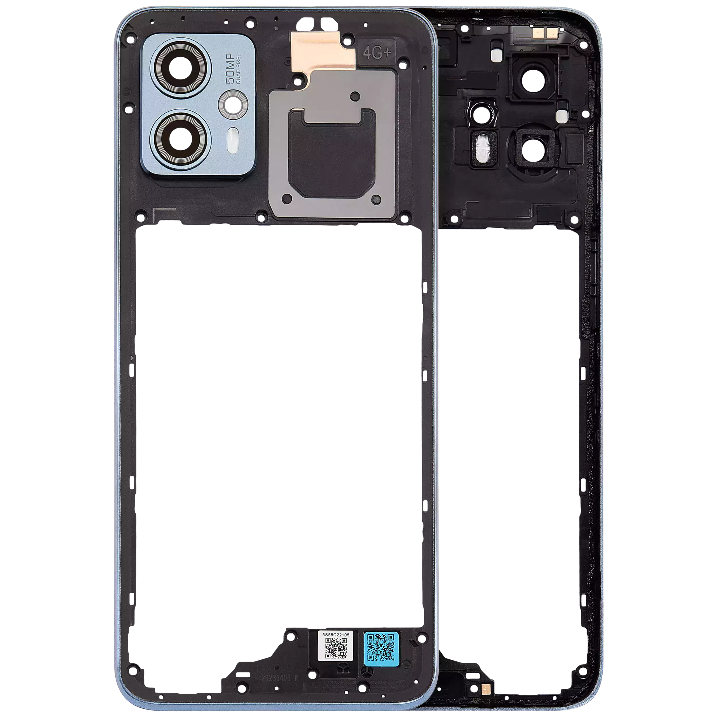 Mid-Frame Housing With Camera Lens Compatible For Motorola Moto G23 (Xt2333 / 2023) (Official - Not Aftermarket) (Steel Blue)