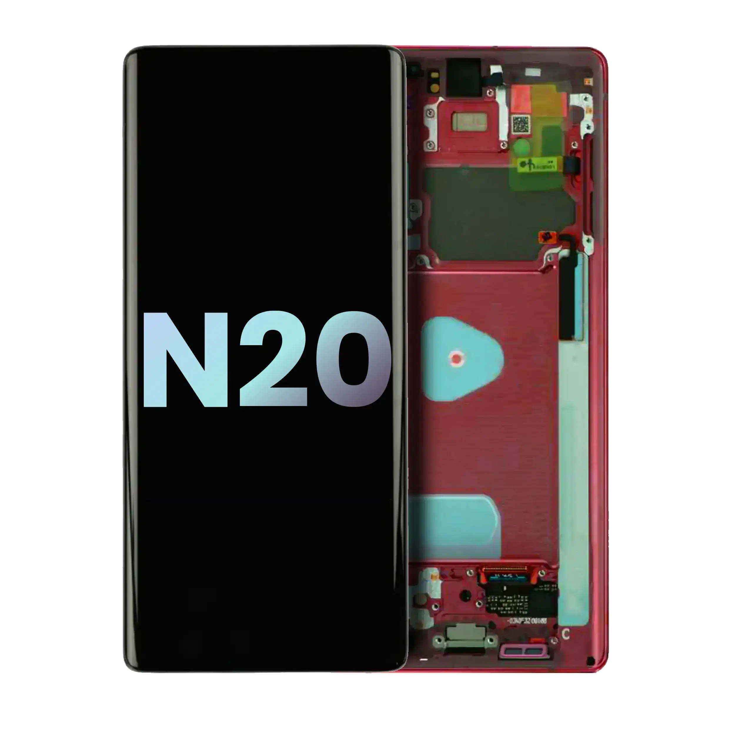 Oled Assembly With Frame Compatible For Samsung Galaxy Note 20 5G (Service Pack) (Mystic Red)