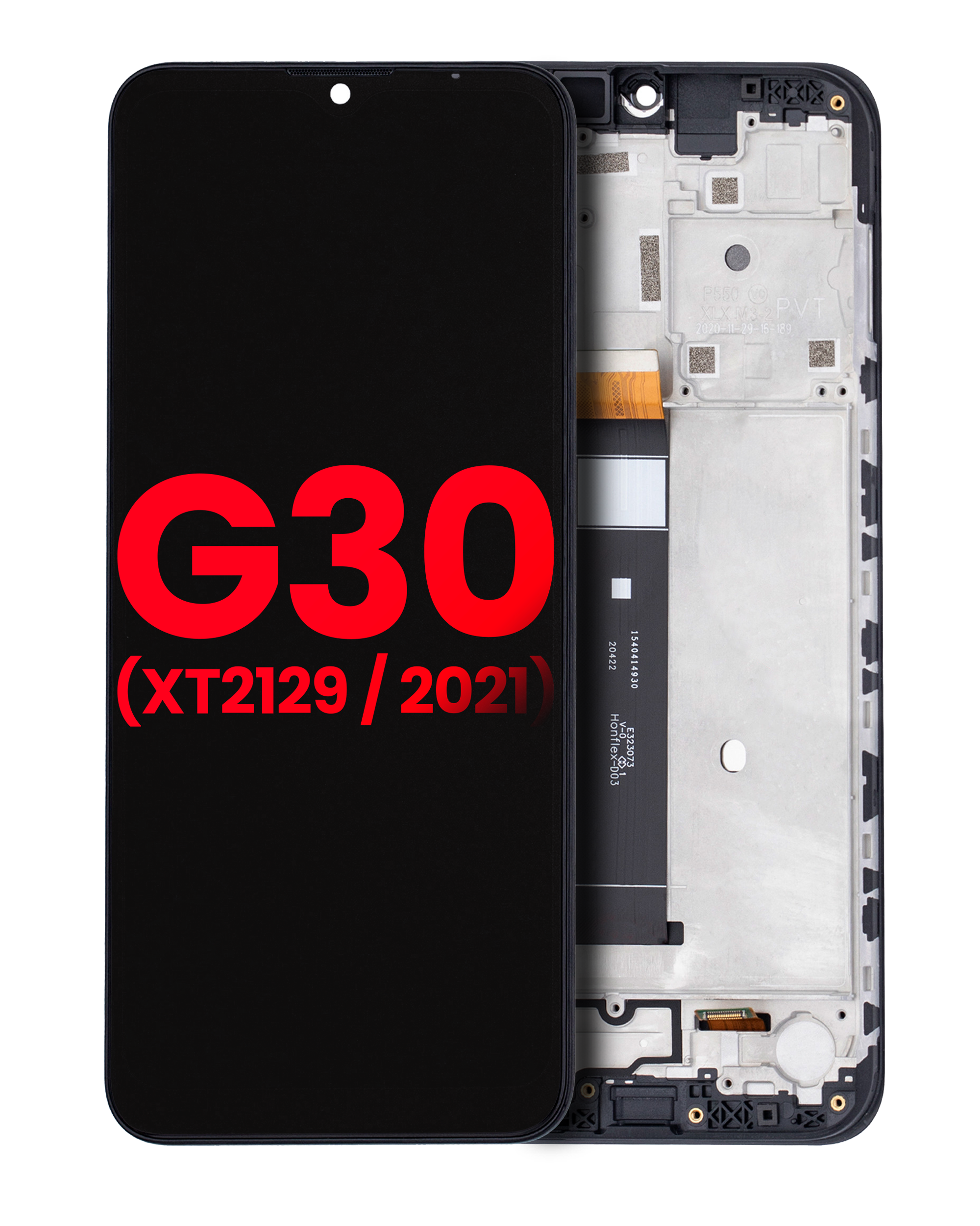 Lcd Assembly With Frame Compatible For Motorola Moto G30 (Xt2129 / 2021) (Aftermarket Plus) (Phantom Black)