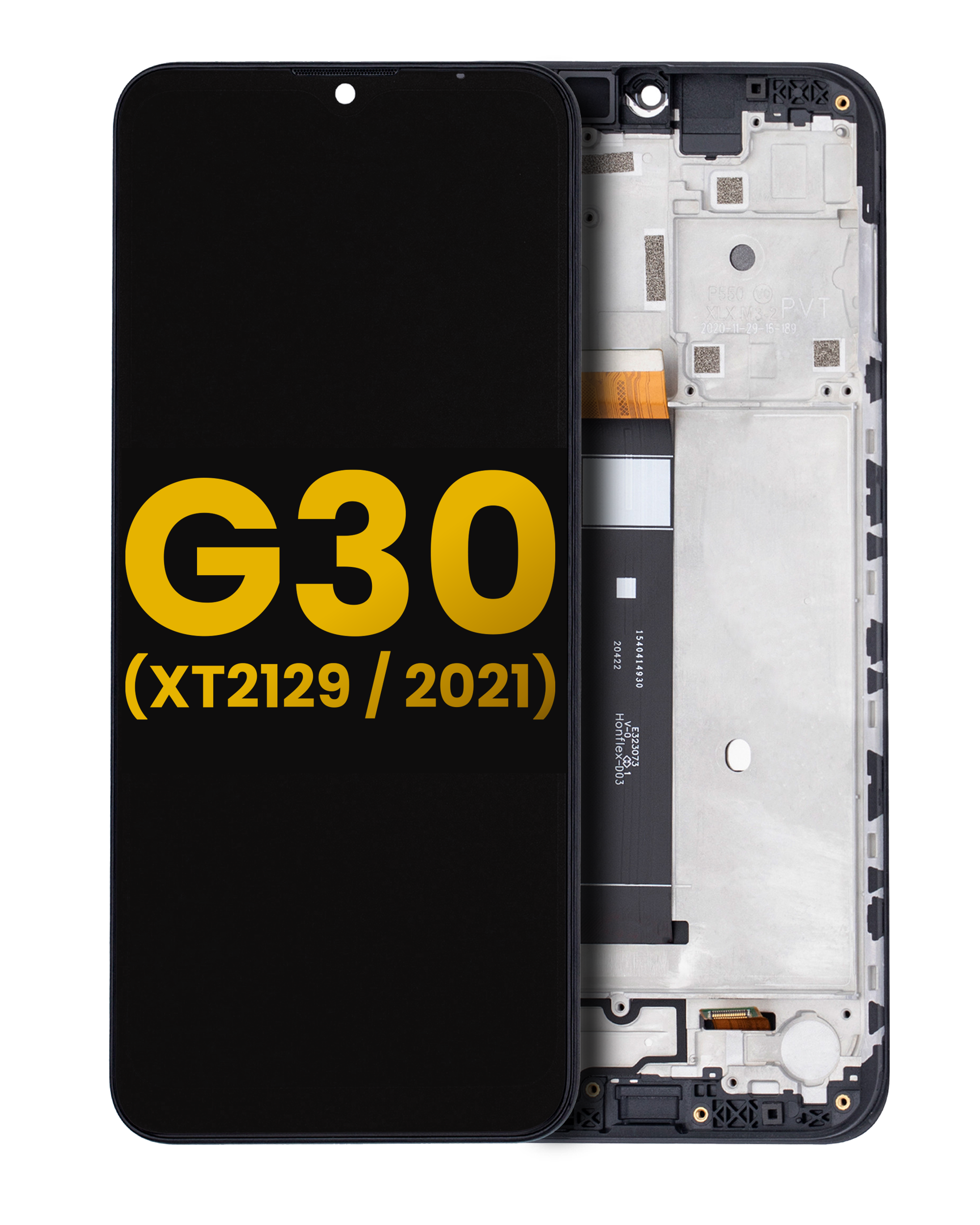 Lcd Assembly With Frame Compatible For Motorola Moto G30 (Xt2129 / 2021) (Refurbished) (Phantom Black)