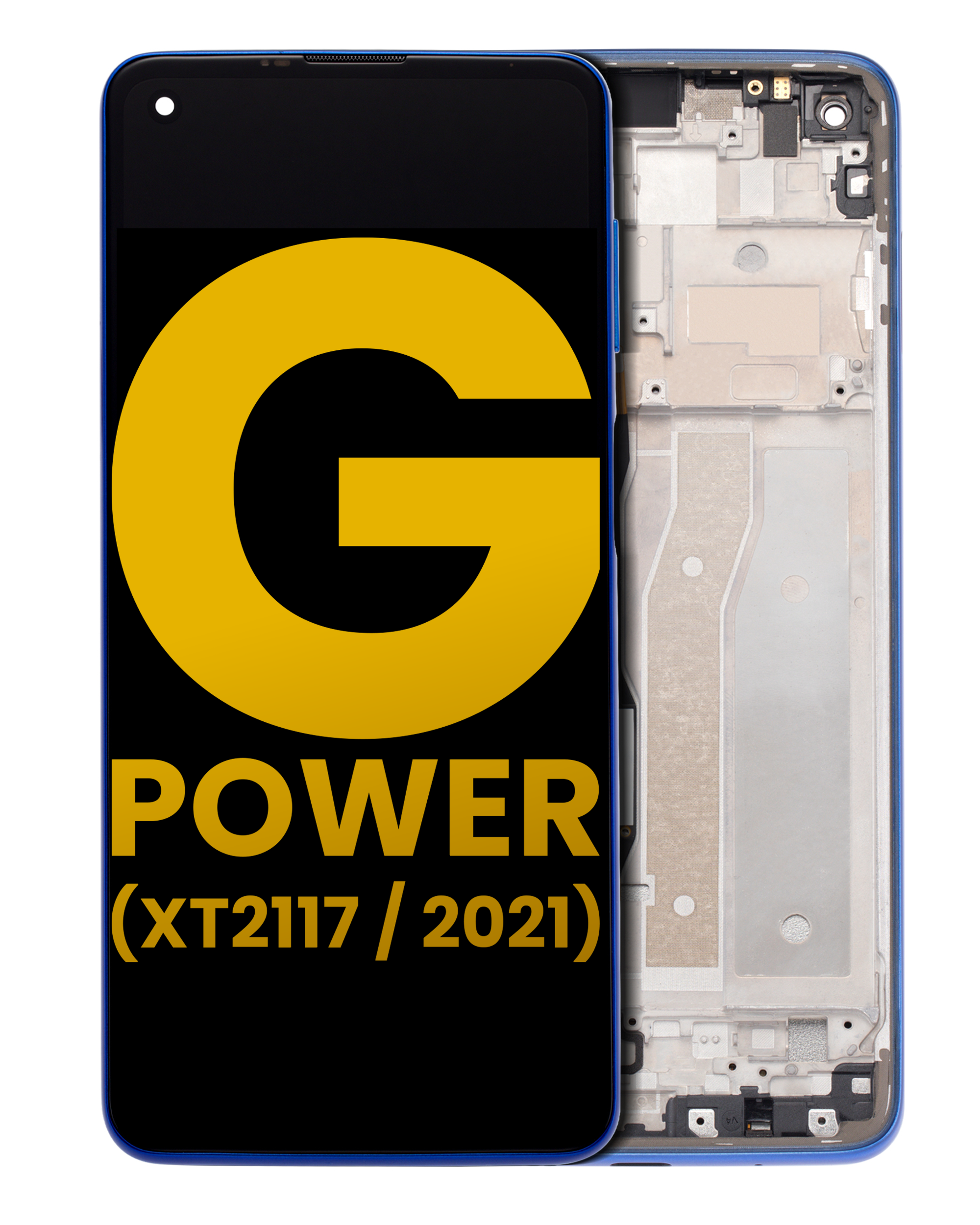 Lcd Assembly With Frame Compatible For Motorola Moto G Power (Xt2117 / 2021) (Refurbished) (Blue)