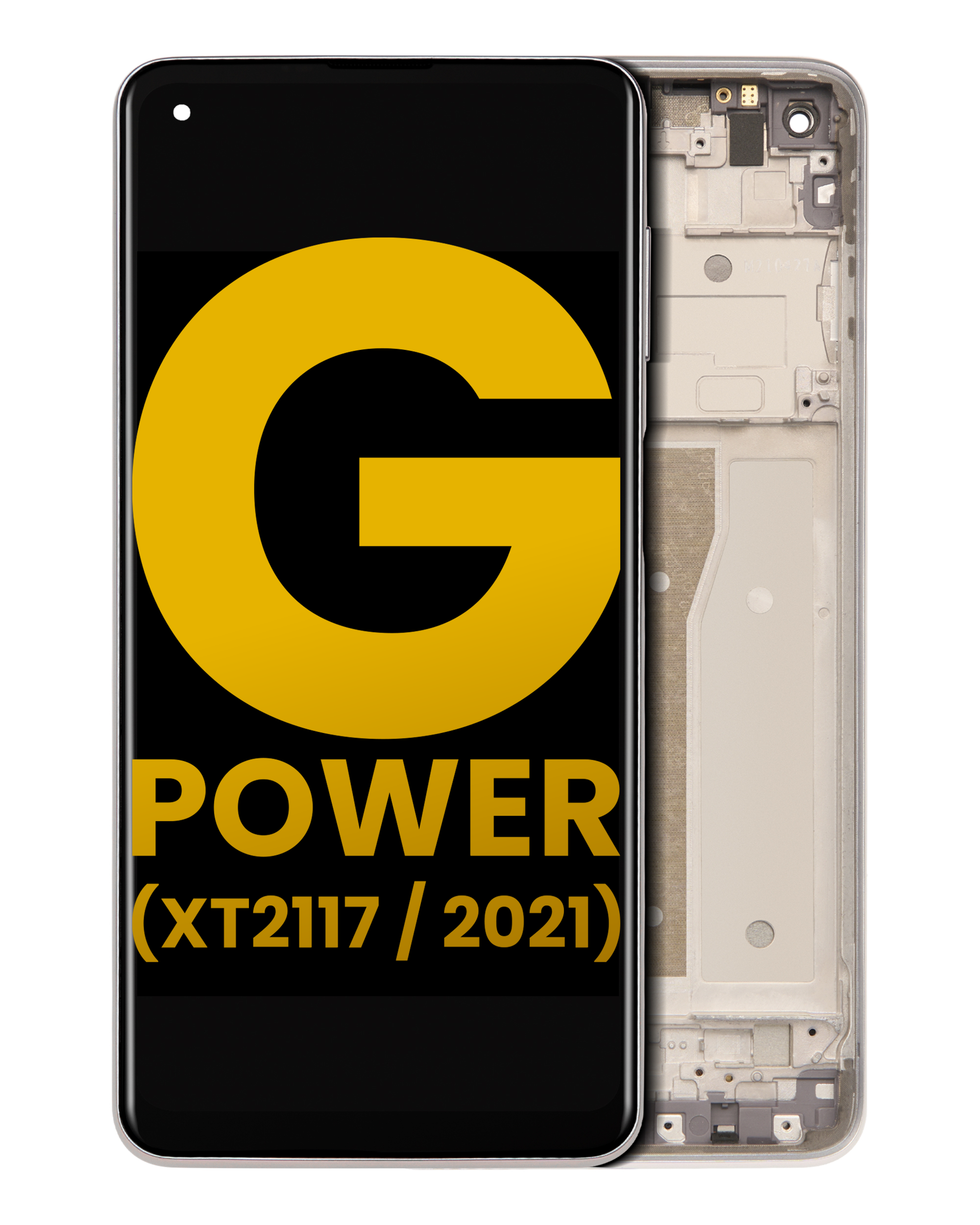 Lcd Assembly With Frame Compatible For Motorola Moto G Power (Xt2117 / 2021) (Refurbished) (Polar Silver)