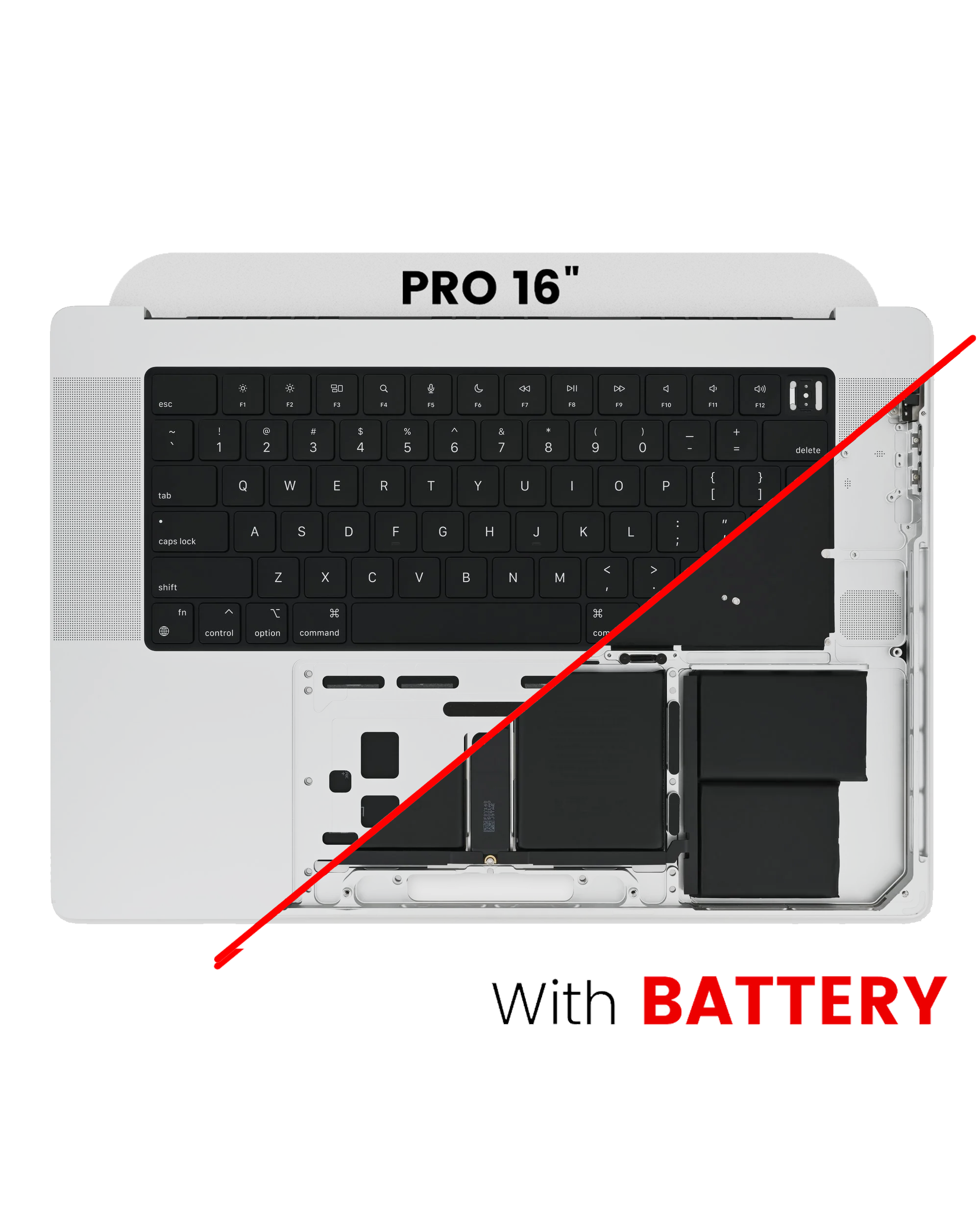 Top Case Assembly With Battery And Keyboard Compatible For Macbook Pro 16" (A2485 / Late 2021) (Used  Pull: Grade A) (Us Keyboard) (Silver)