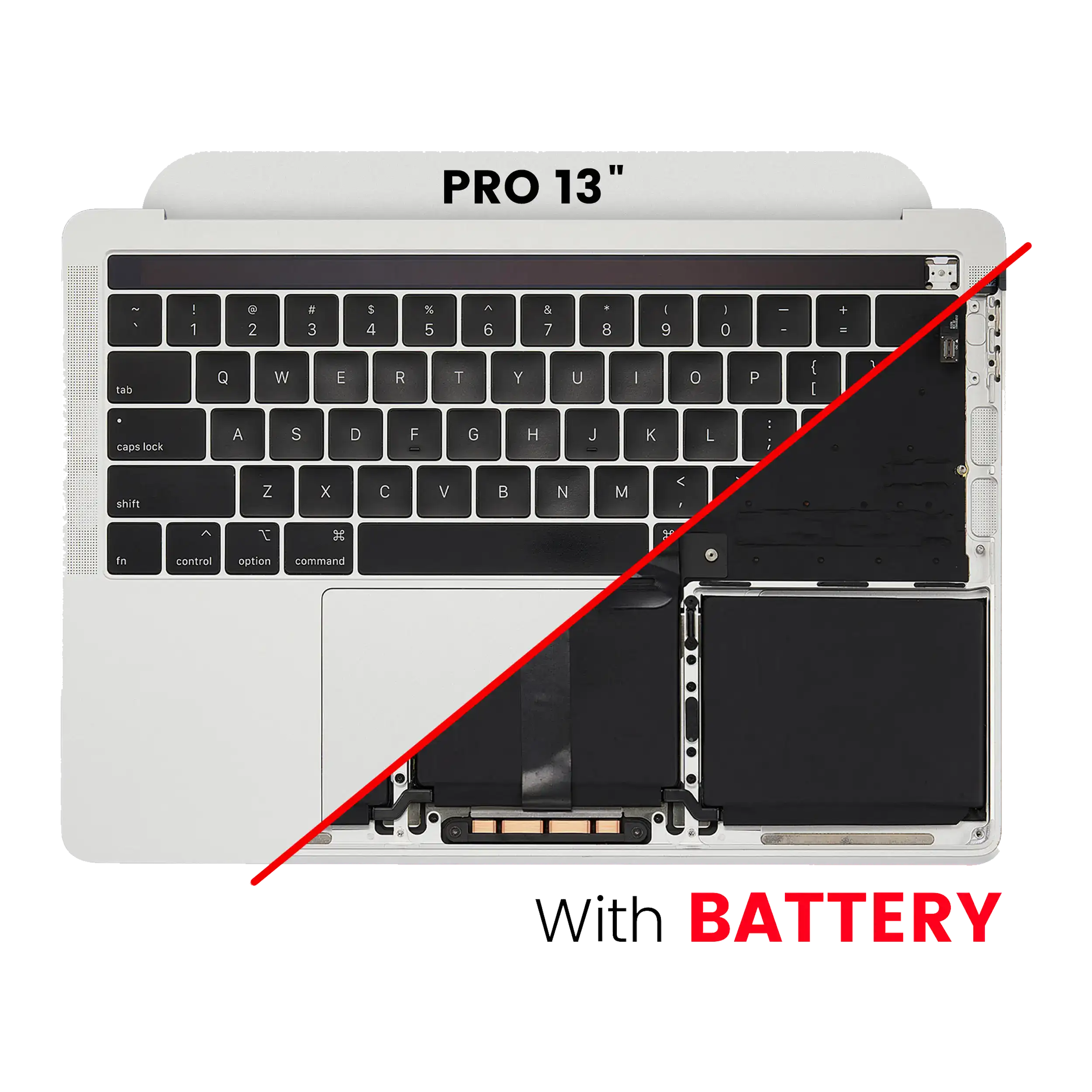 Top Case Assembly With Battery And Keyboard Compatible For Macbook Pro 16" (A2141 / Mid 2019) (Us English) (Used  Pull: Grade B/C) (Silver)
