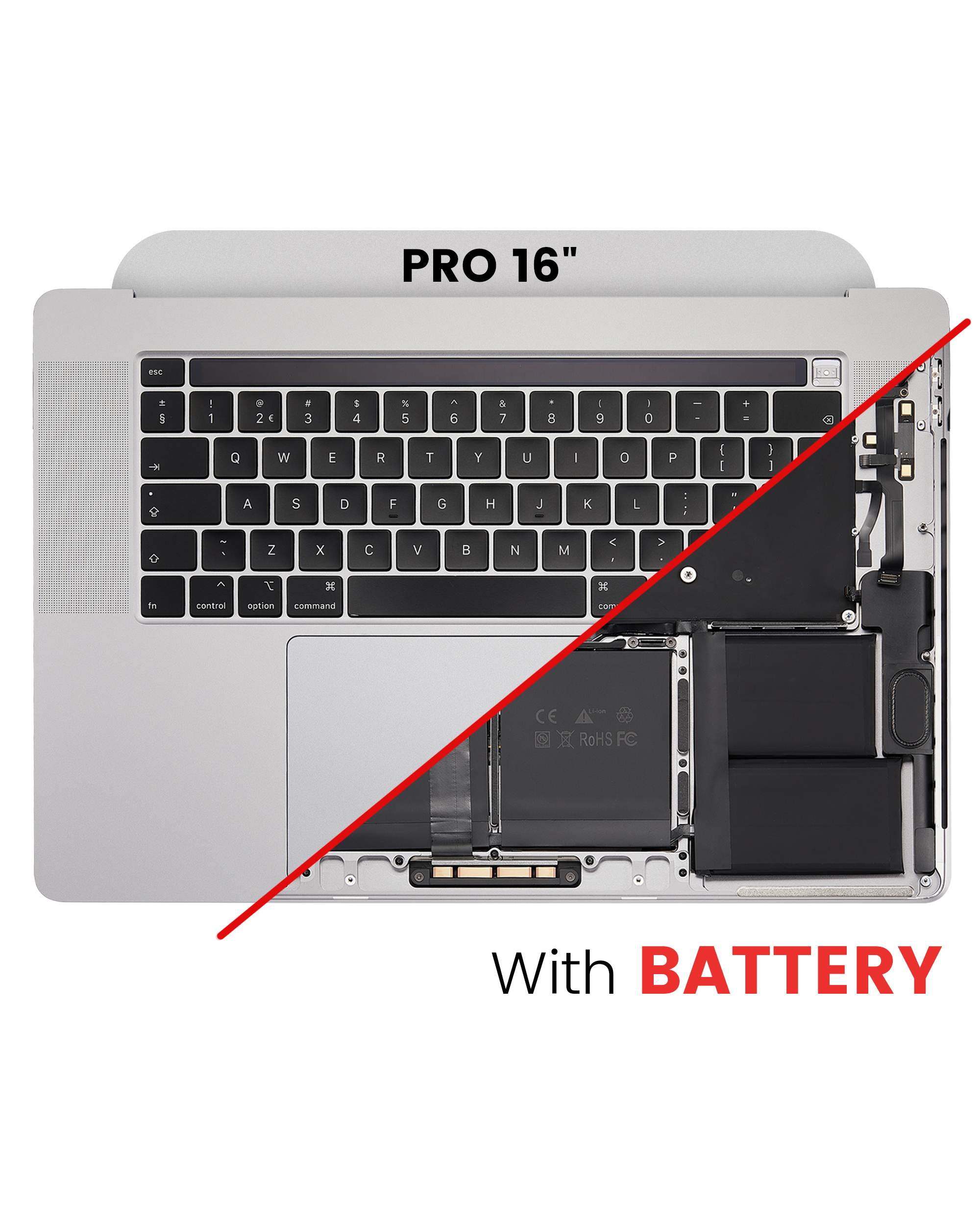 Top Case Assembly With Battery And Keyboard Compatible For Macbook Pro 16" (A2141 / Mid 2019) (Uk English) (Used  Pull: Grade New) (Space Gray)