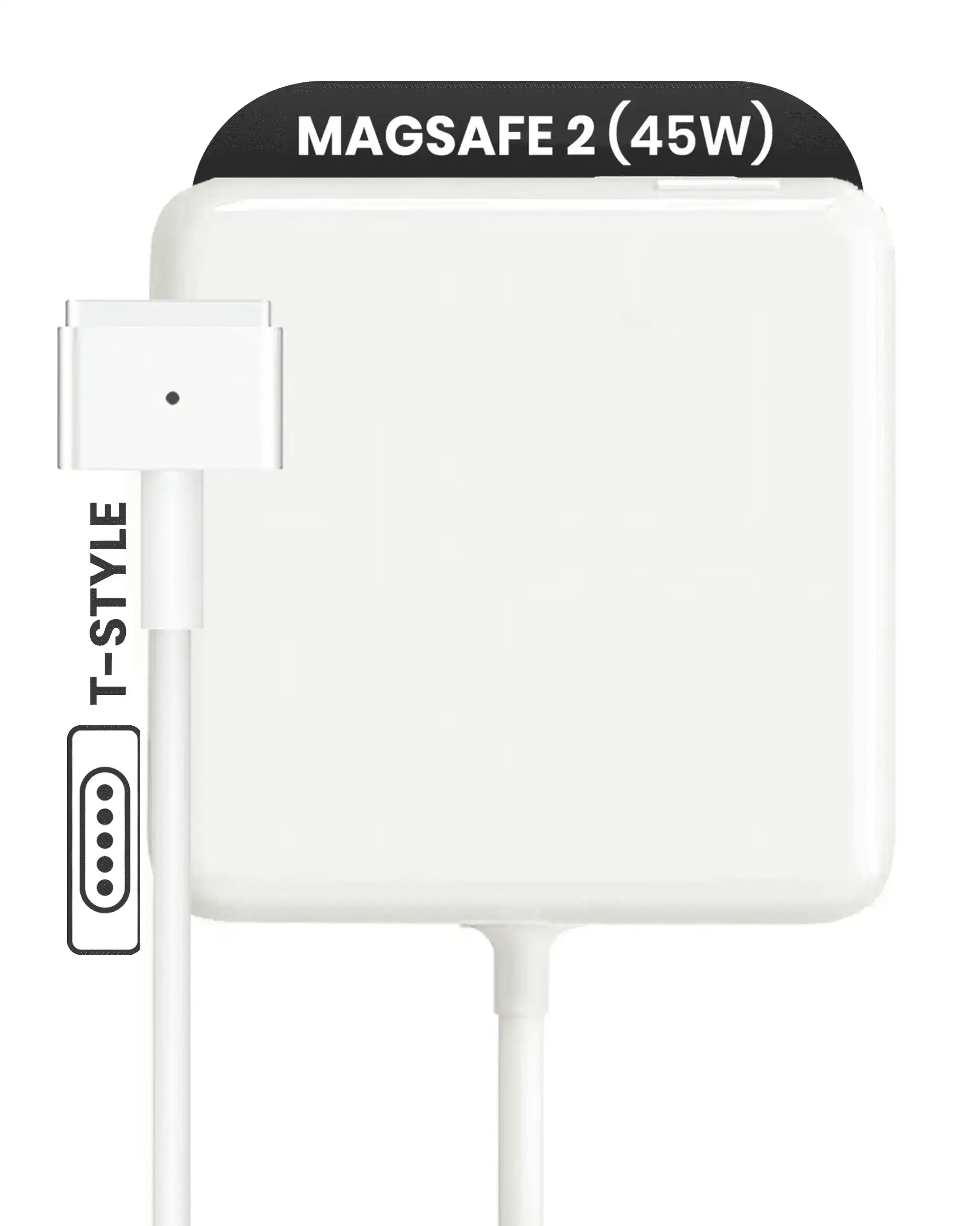 45W Magsafe 2 Power Adapter With Cable (T-Style) For Macbook ( Grade A/B) (Bulk Packaging)