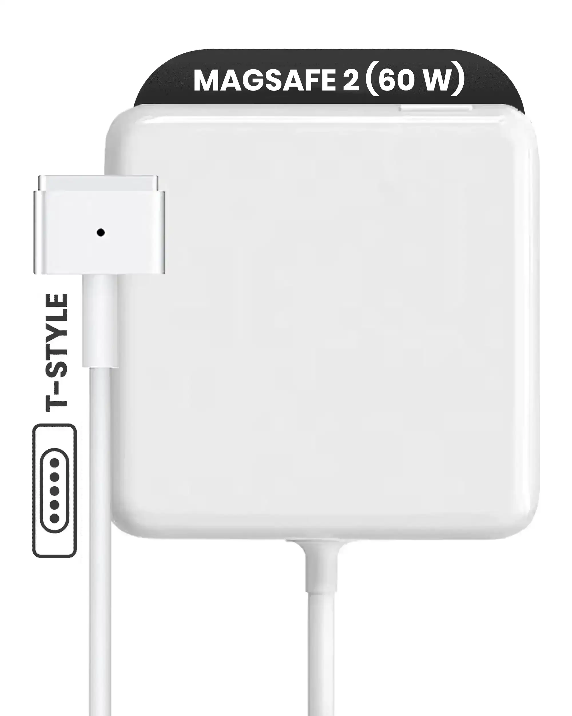 60W Magsafe 2 Power Adapter With Cable (T-Style) For Macbook ( Grade New) (Bulk Packaging)