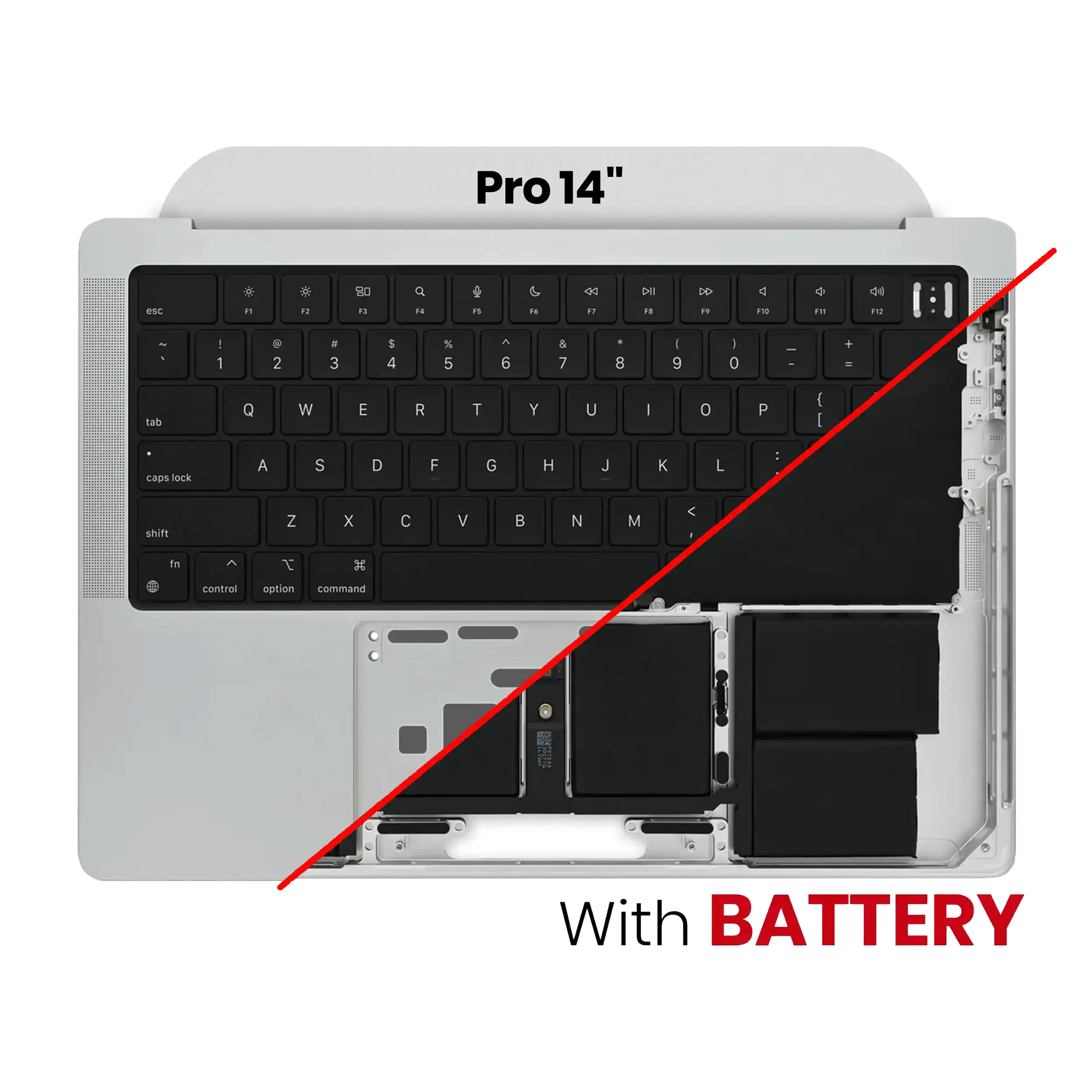 Top Case Assembly With Battery And Keyboard Compatible For Macbook Pro 14" (A2442 / Late 2021) / Pro 14" (A2779/ Early 2023) (Us Keyboard) (Silver)