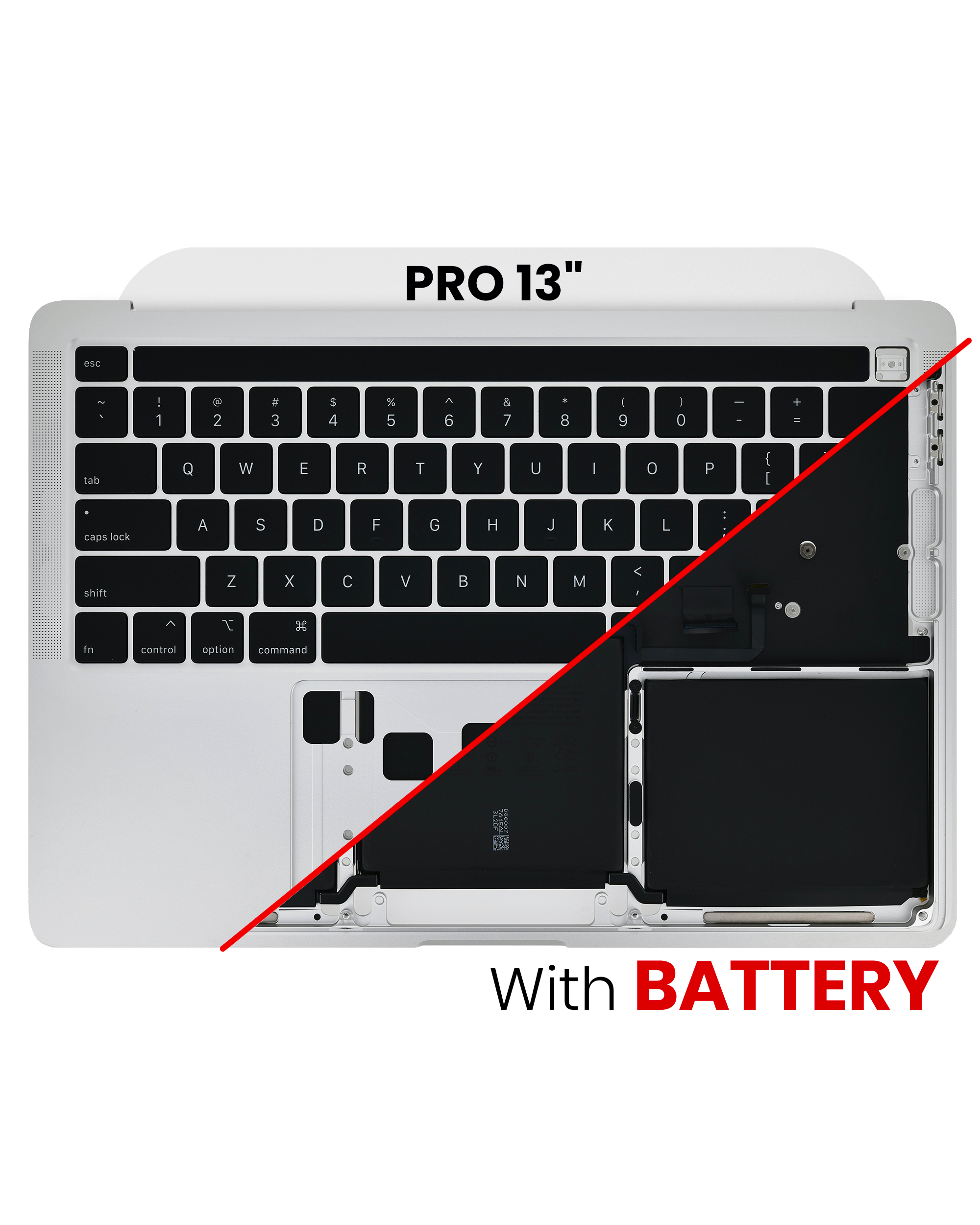 Top Case Assembly With Battery And Keyboard Compatible For Macbook Pro 13" (A2338 / Late 2020) (Used Pull: Grade A) (Us Keyboard) (Silver)