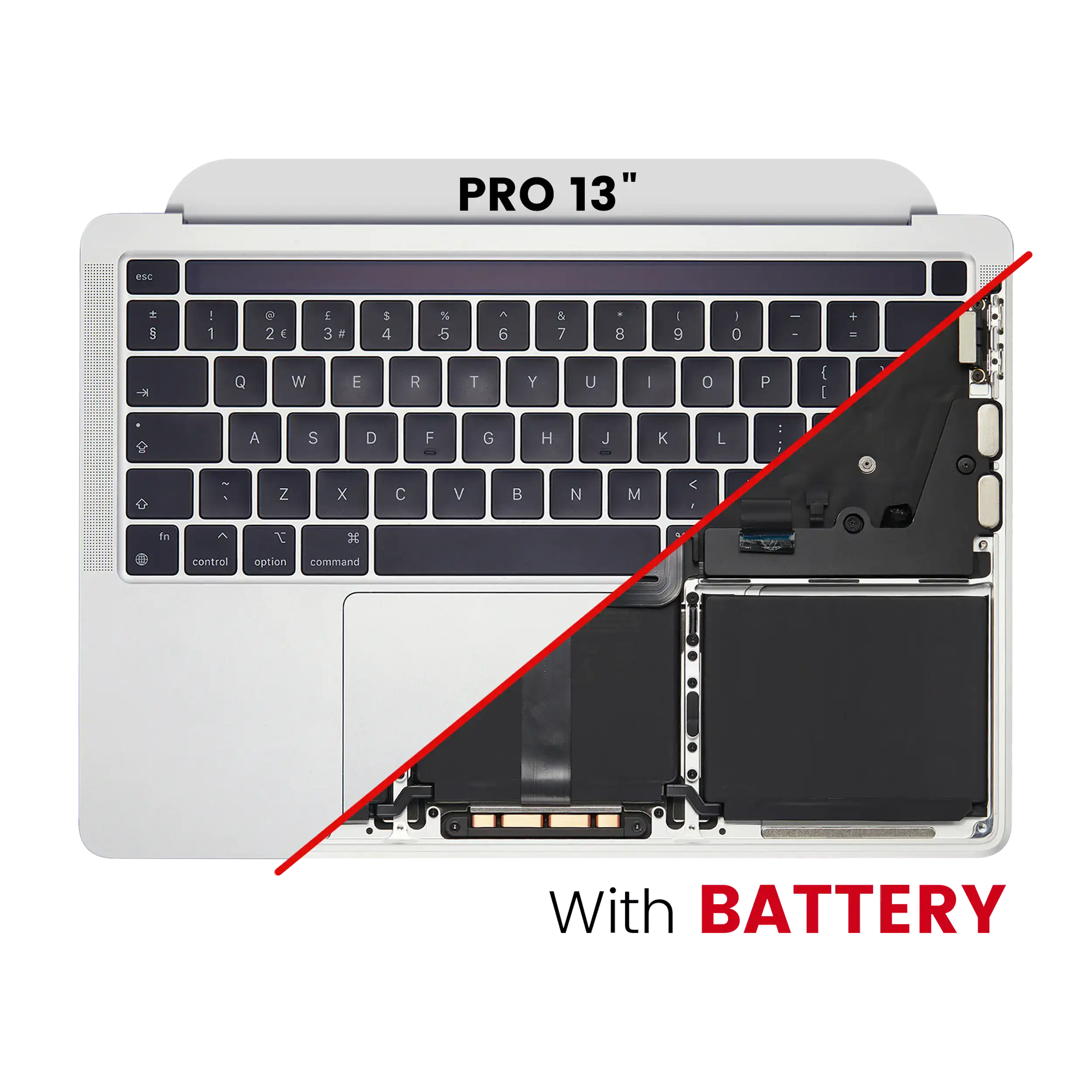 Top Case Assembly With Battery And Keyboard Compatible For Macbook Pro 13" (A2338 / Late 2020) (Silver) (Uk Keyboard)