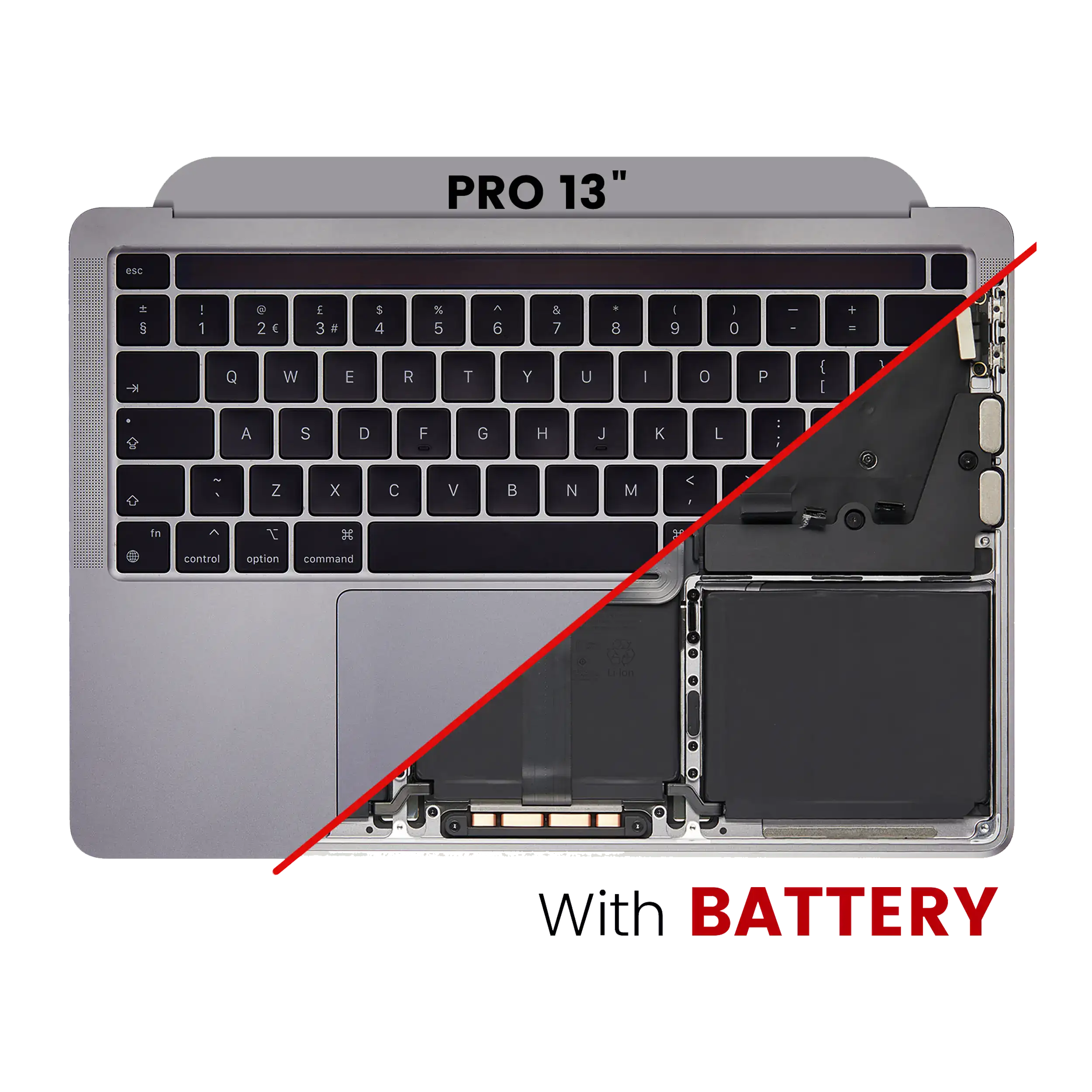 Top Case Assembly With Battery And Keyboard Compatible For Macbook Pro 13" (A2338 / Late 2020) (Space Gray) (Uk Keyboard)