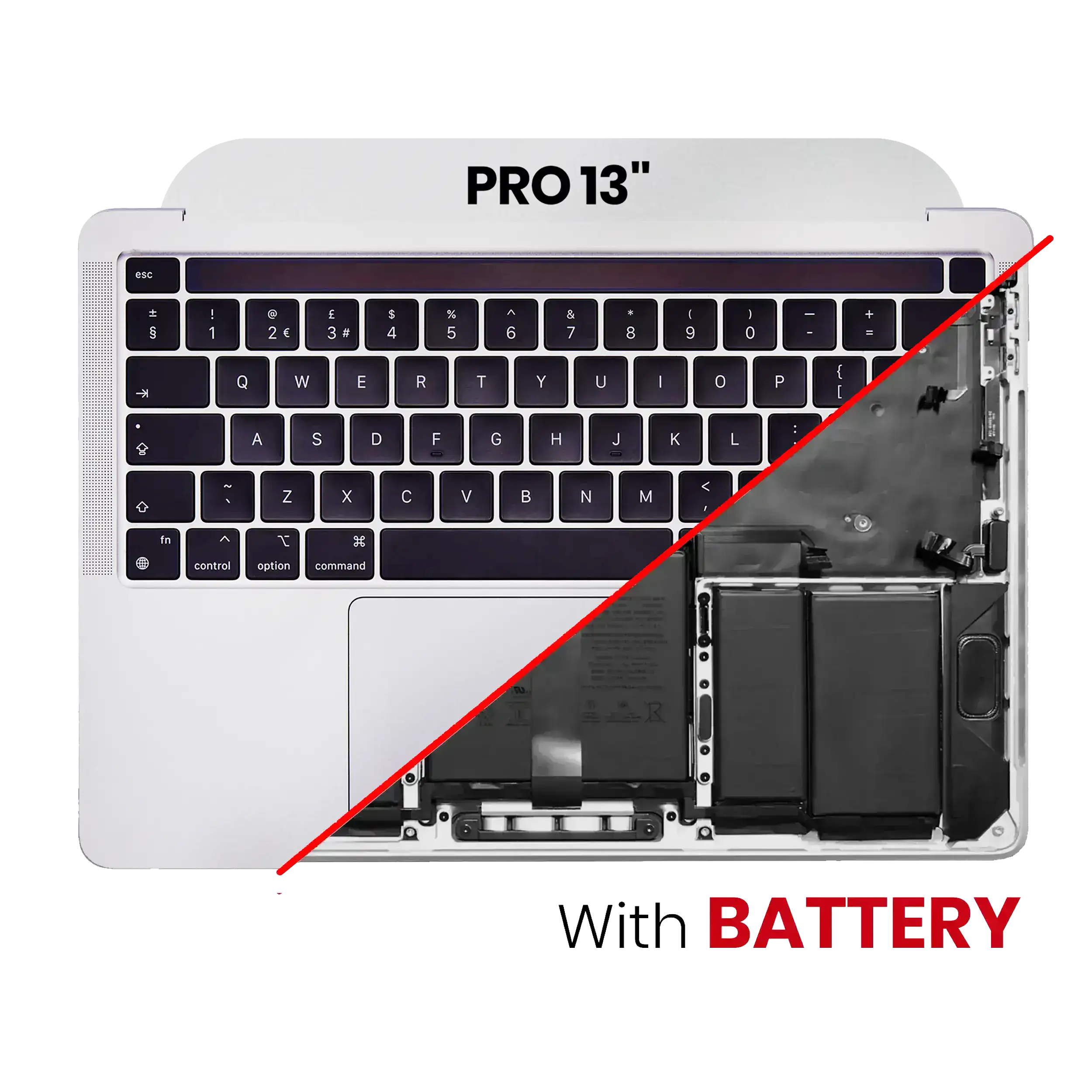 Top Case Assembly With Battery And Keyboard Compatible For Macbook Pro 13" (A2251 / Mid 2020) (Us Keyboard)(Used  Pull: Grade B/C) (Silver)