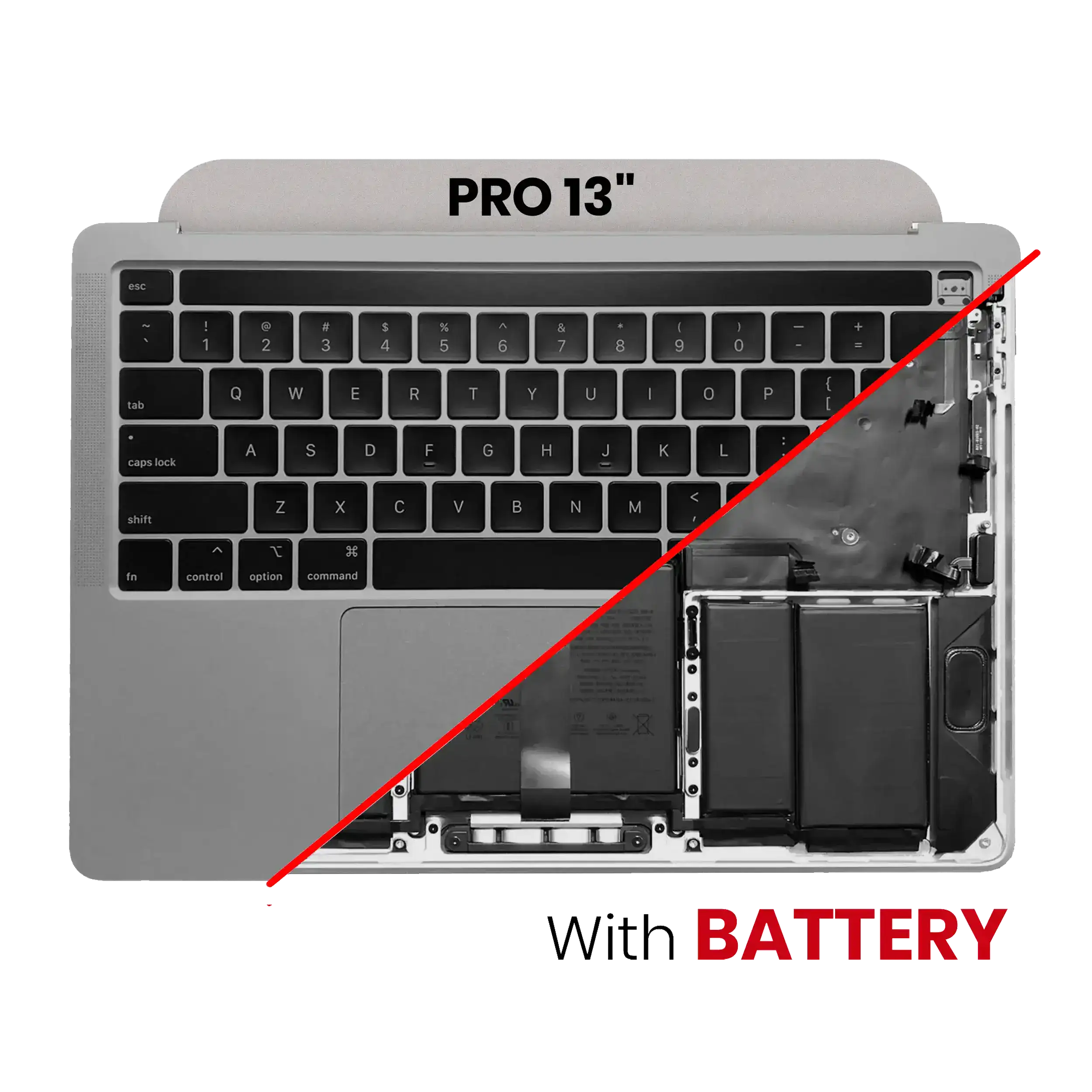 Top Case Assembly With Battery And Keyboard Compatible For Macbook Pro 13" (A2251 / Mid 2020) (Us Keyboard)(Used  Pull: Grade B) (Space Gray)