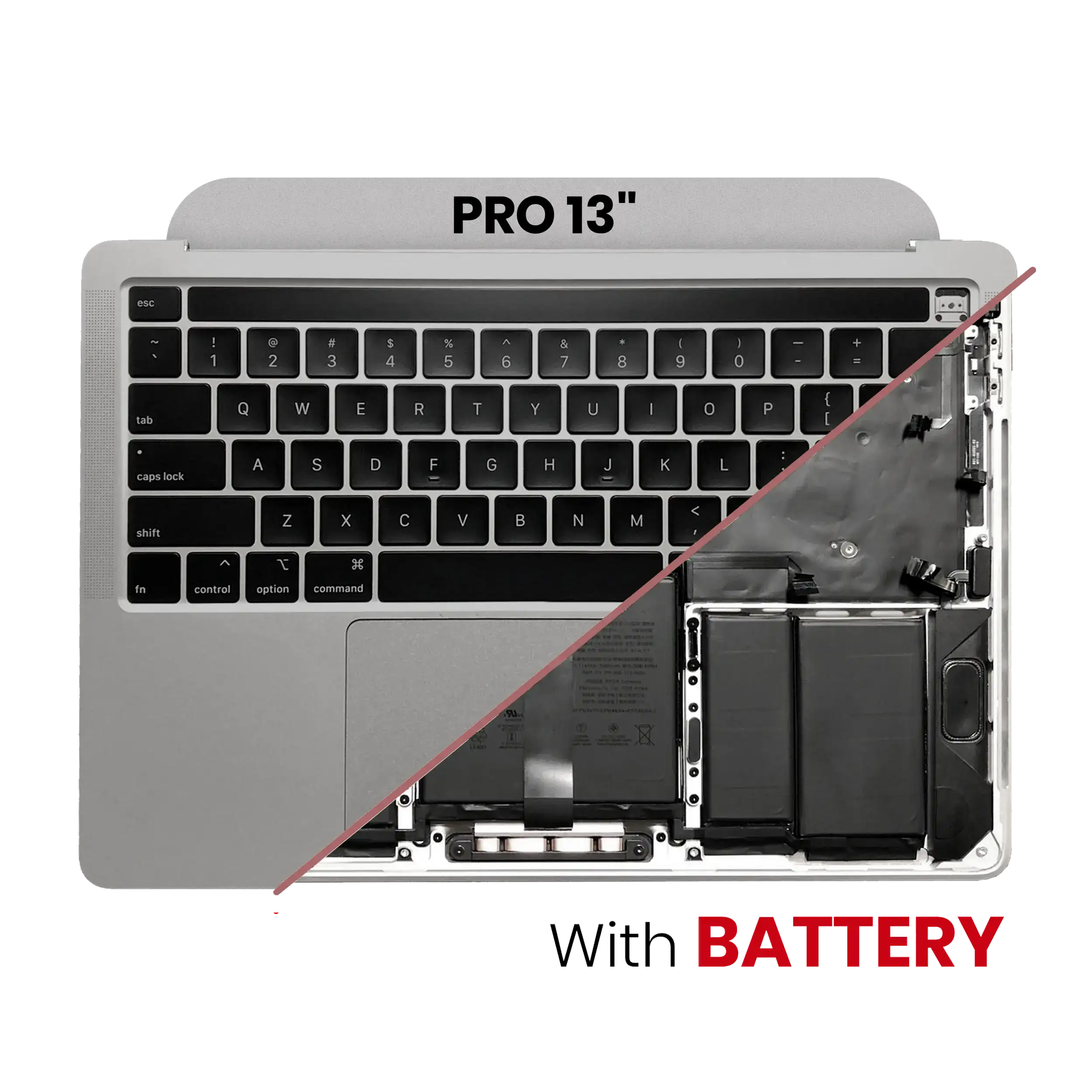 Top Case Assembly With Battery And Keyboard Compatible For Macbook Pro 13" (A2251 / Mid 2020) (Us Keyboard) (Silver)