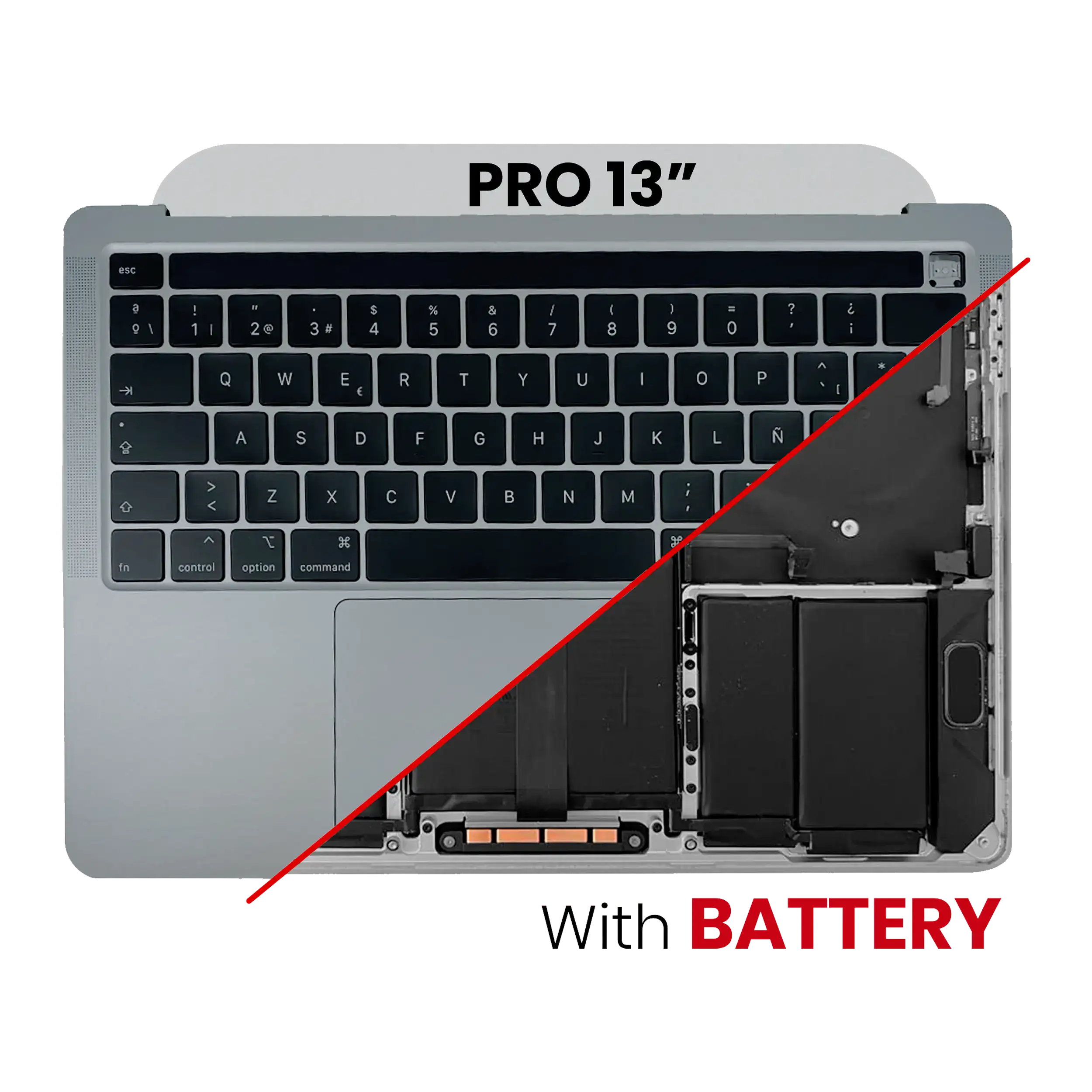 Top Case Assembly With Battery And Keyboard Compatible For Macbook Pro 13" (A2251 / Mid 2020) (Uk Keyboard) (Space Gray)