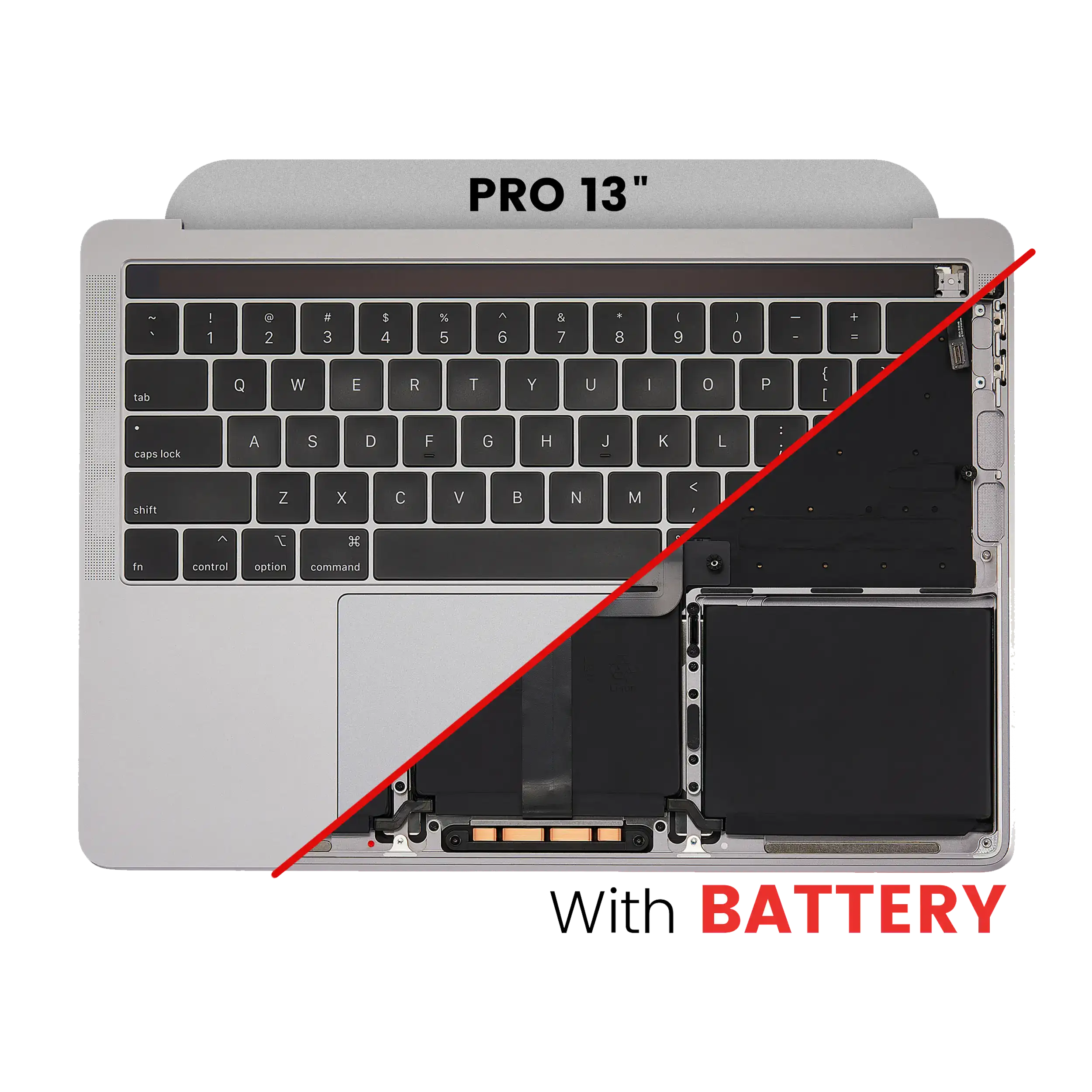 Top Case Assembly (With Battery And Keyboard) Compatible For Macbook Pro 13" (A2159 / Mid 2019) (Us English) (Used  Pull: Grade B/C) (Space Gray)