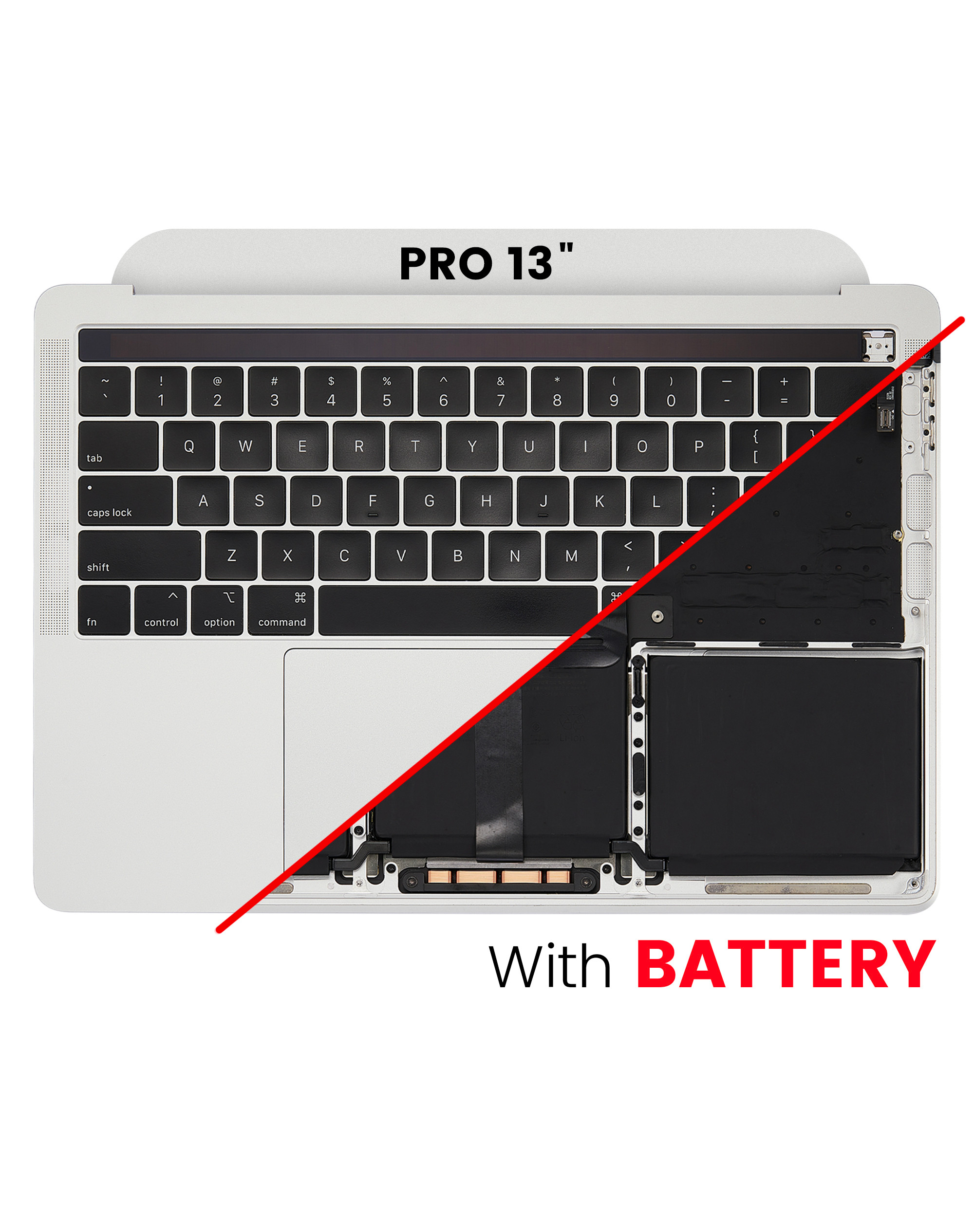 Top Case Assembly (With Battery And Keyboard) Compatible For Macbook Pro 13" (A2159 / Mid 2019) (Us English) (Used  Pull: Grade A) (Silver)