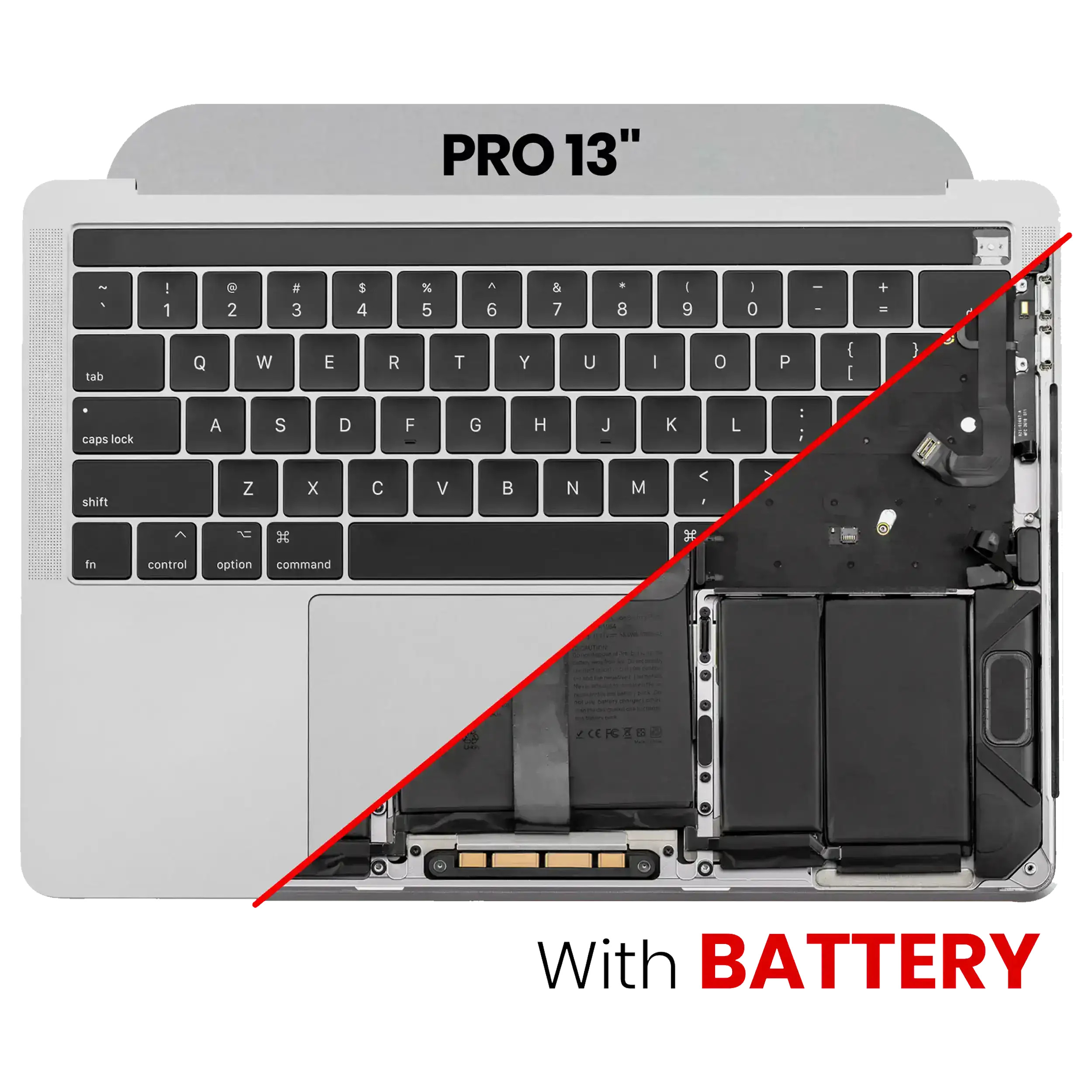 Top Case Assembly With Battery And Keyboard For Macbook Pro 13" (A1989) - Grade B/C - Silver