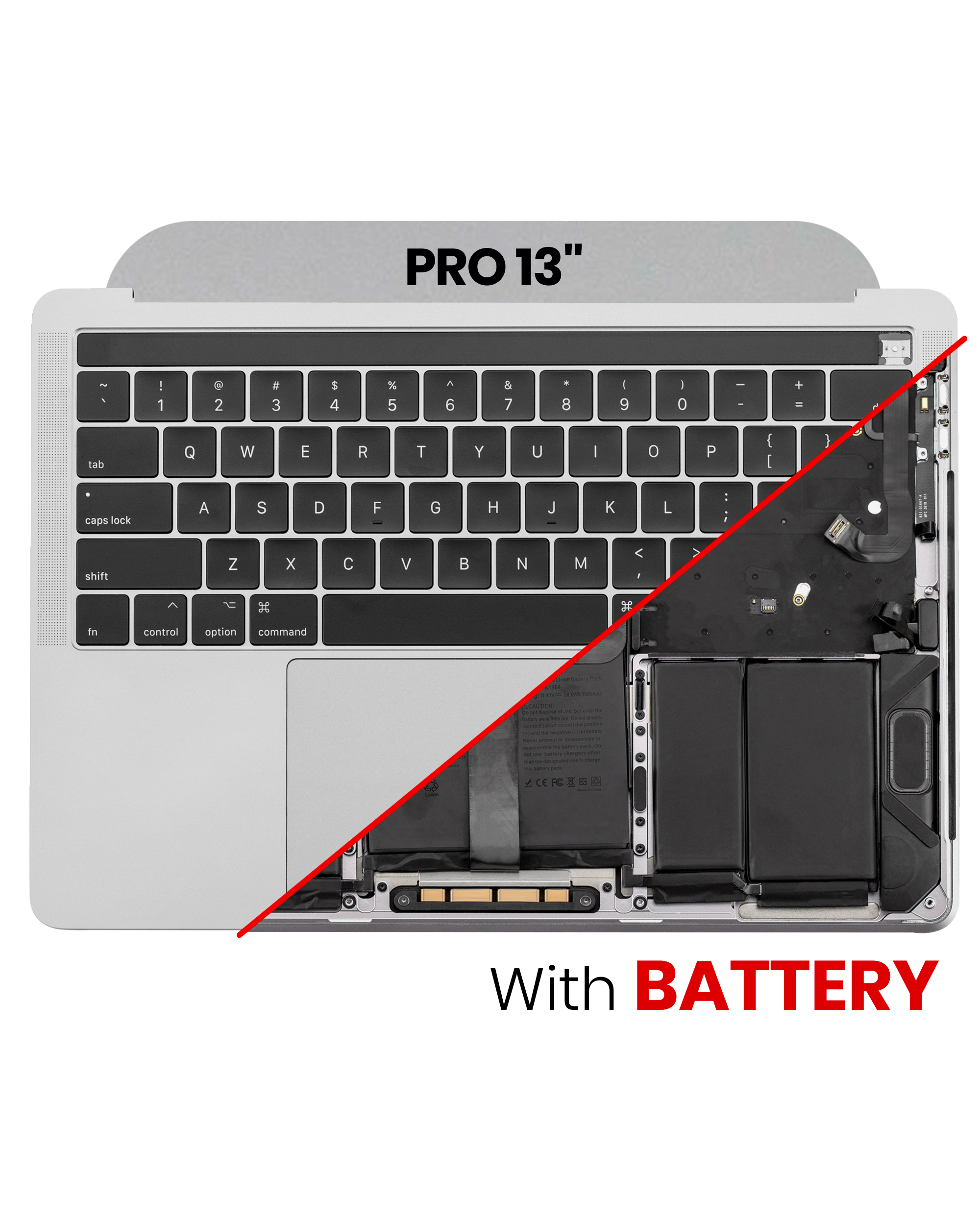 Macbook Pro 13" Top Case Assembly With Battery And Keyboard - Space Gray (A1989, Late 2018/Early 2019)