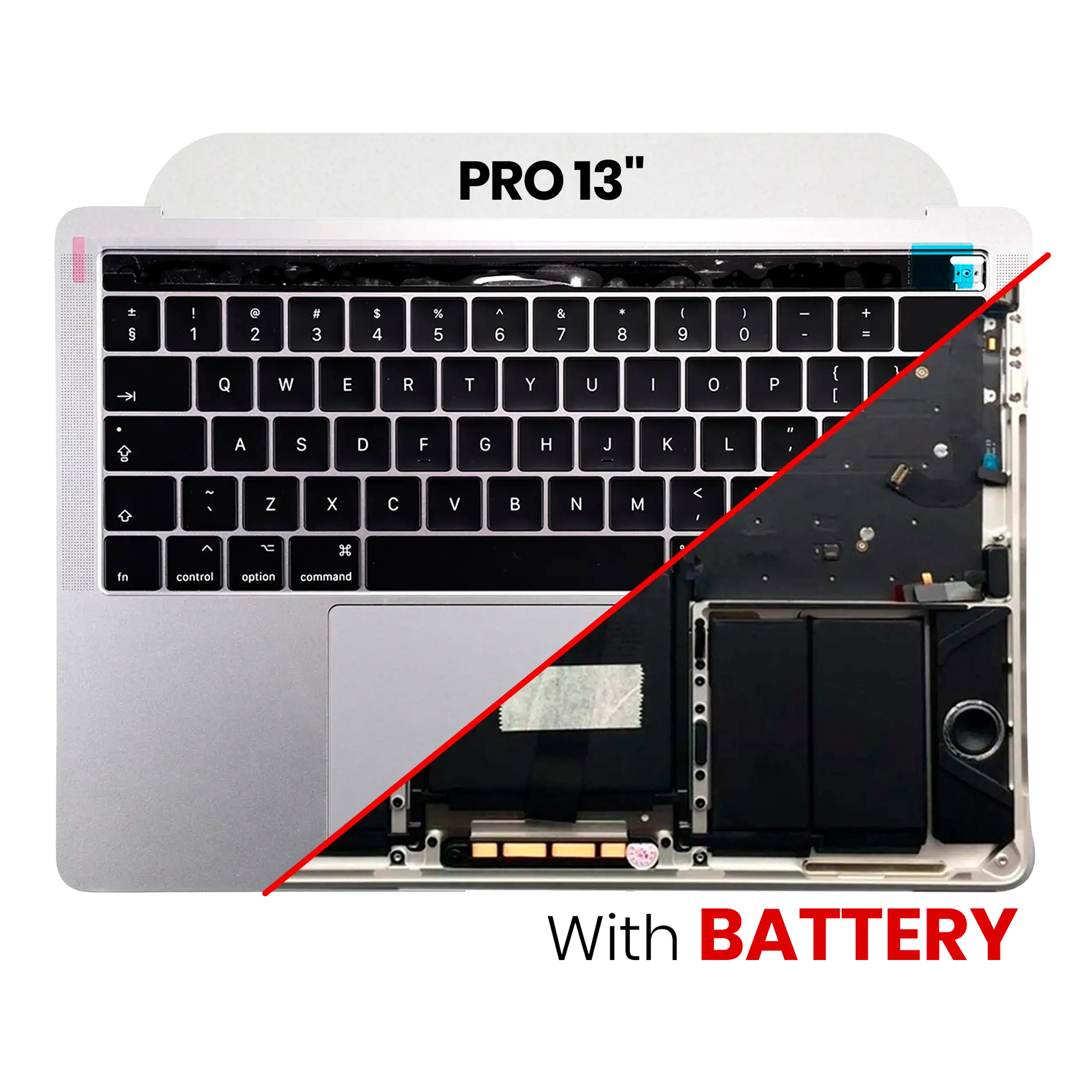 Top Case Assembly With Battery And Keyboard For Macbook Pro 13" Touch Bar (A1706, Late 2016) - Silver