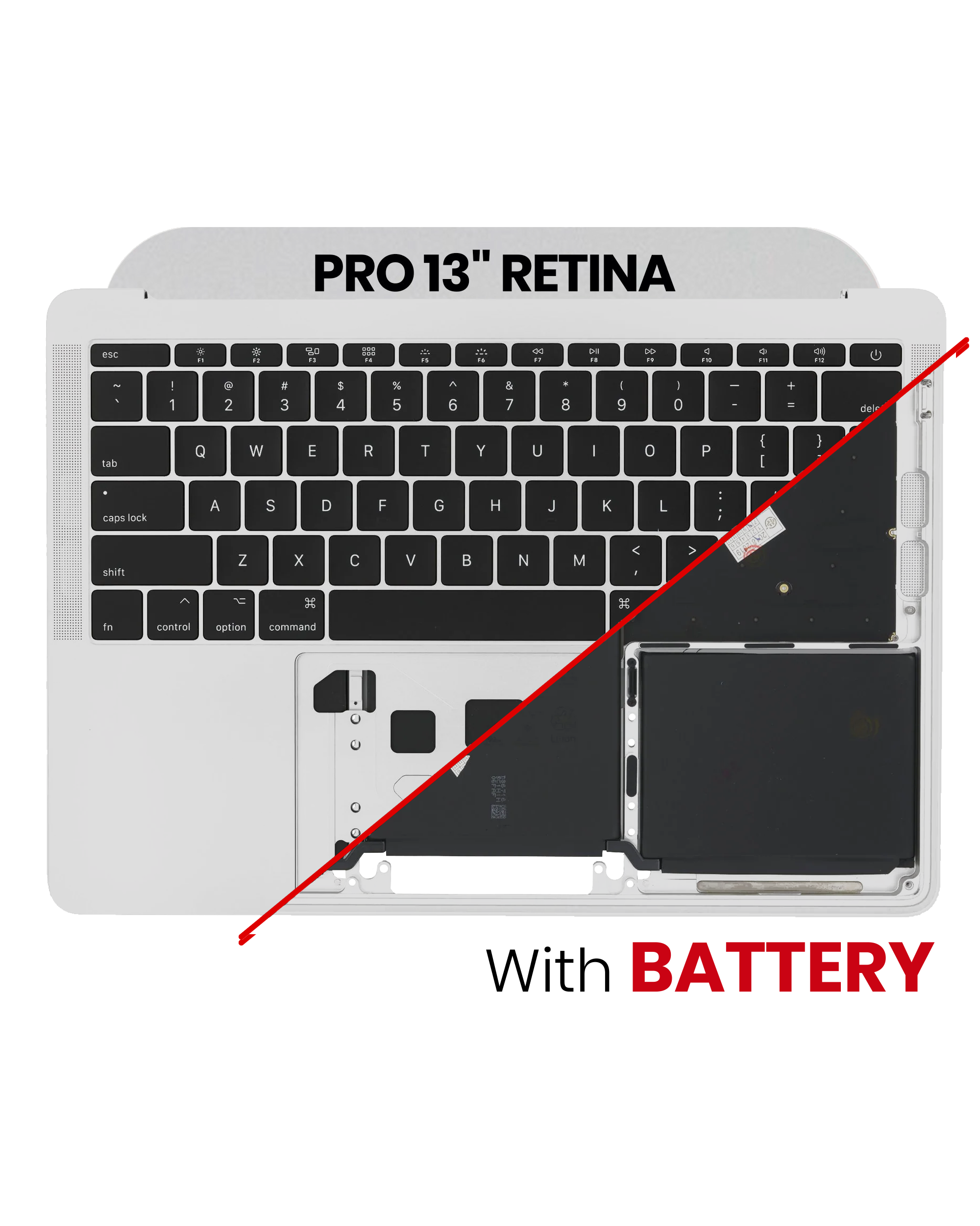 Top Case Assembly With Battery And Keyboard For Macbook Pro 13" Retina (A1708 / Late 2016) - Silver