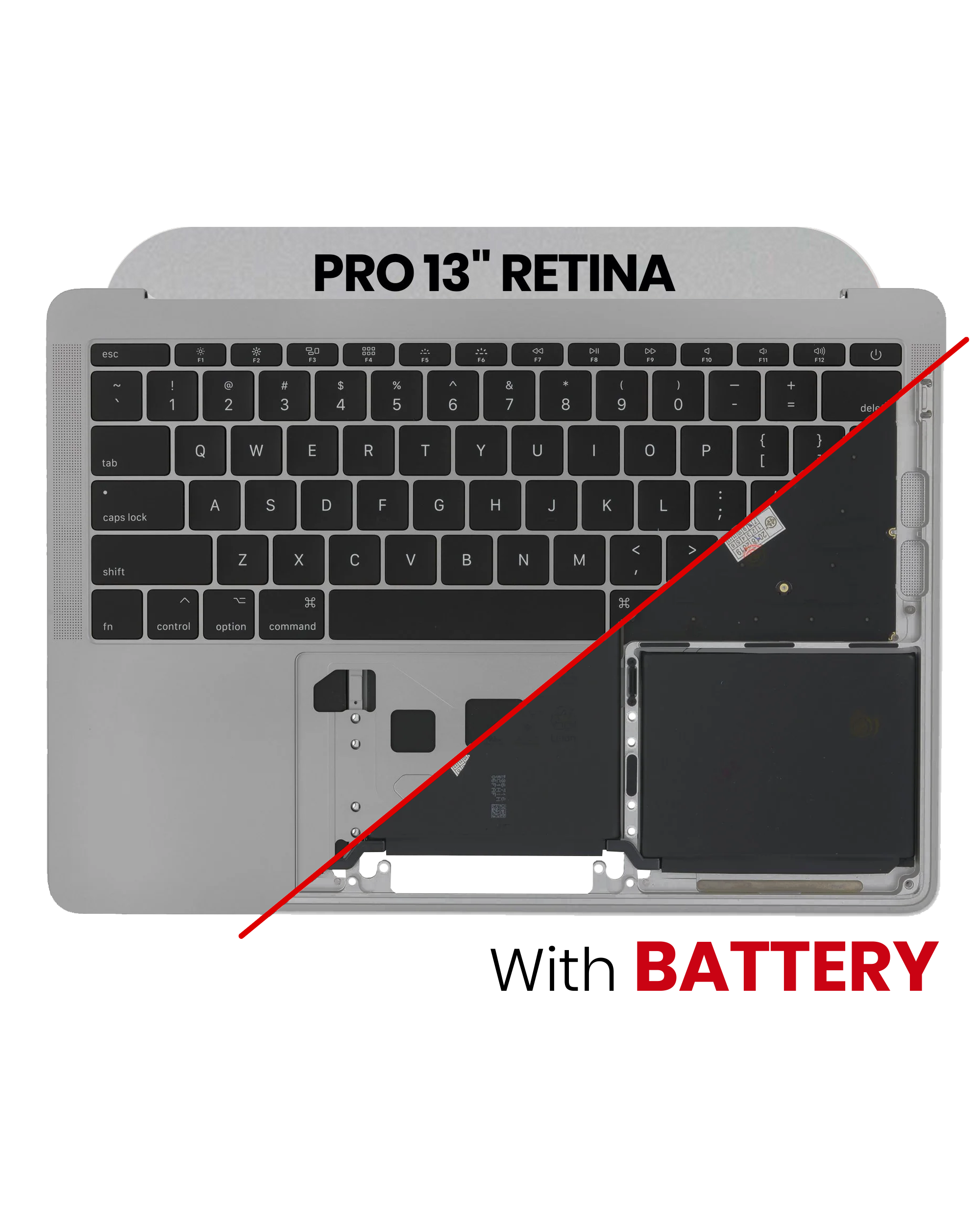 Top Case Assembly With Battery And Keyboard For Macbook Pro 13" Retina (A1708 / Late 2016) (Space Gray)