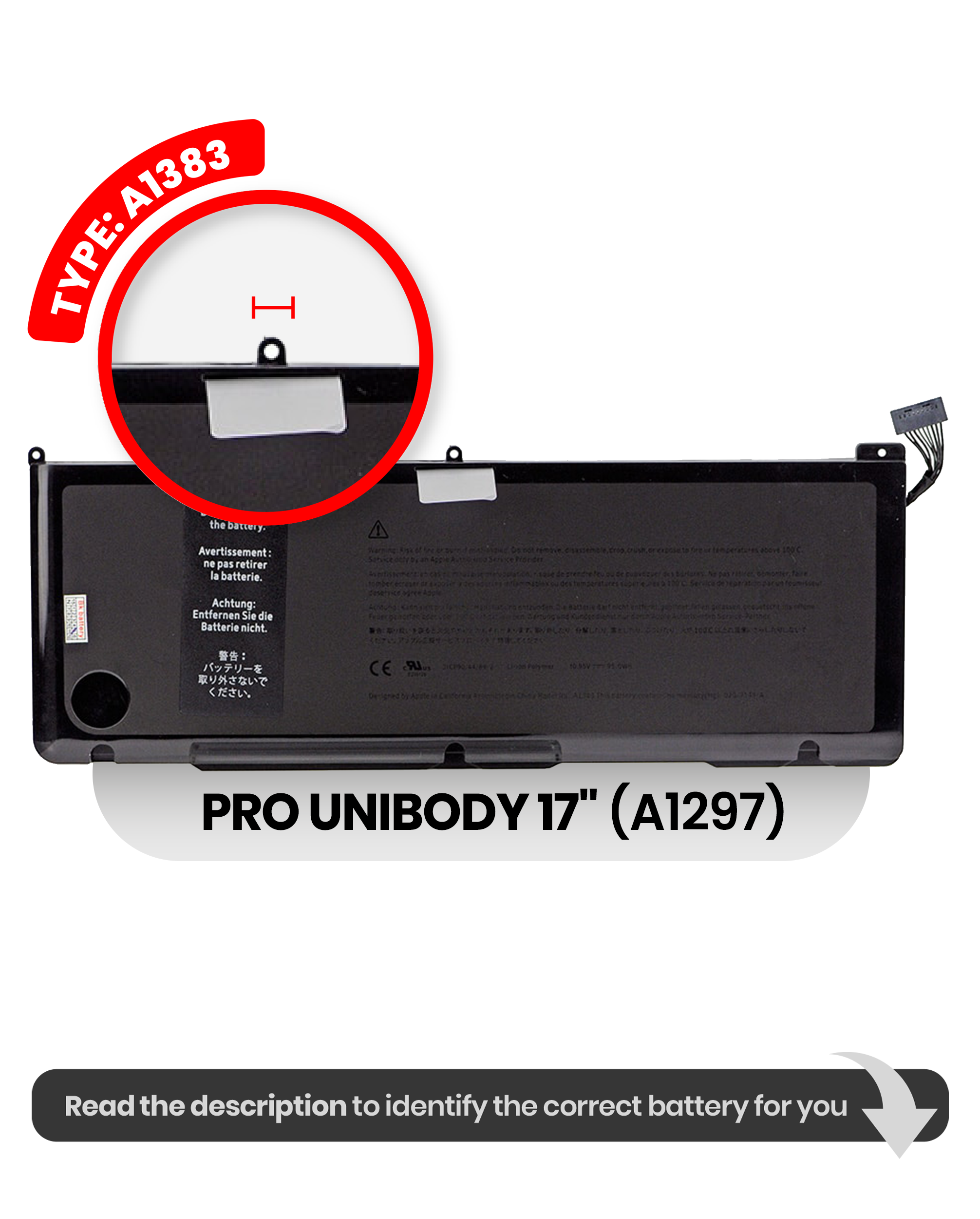 Replacement Battery (A1383) Compatible For Macbook Pro Unibody 17" (A1297 Early 2011)