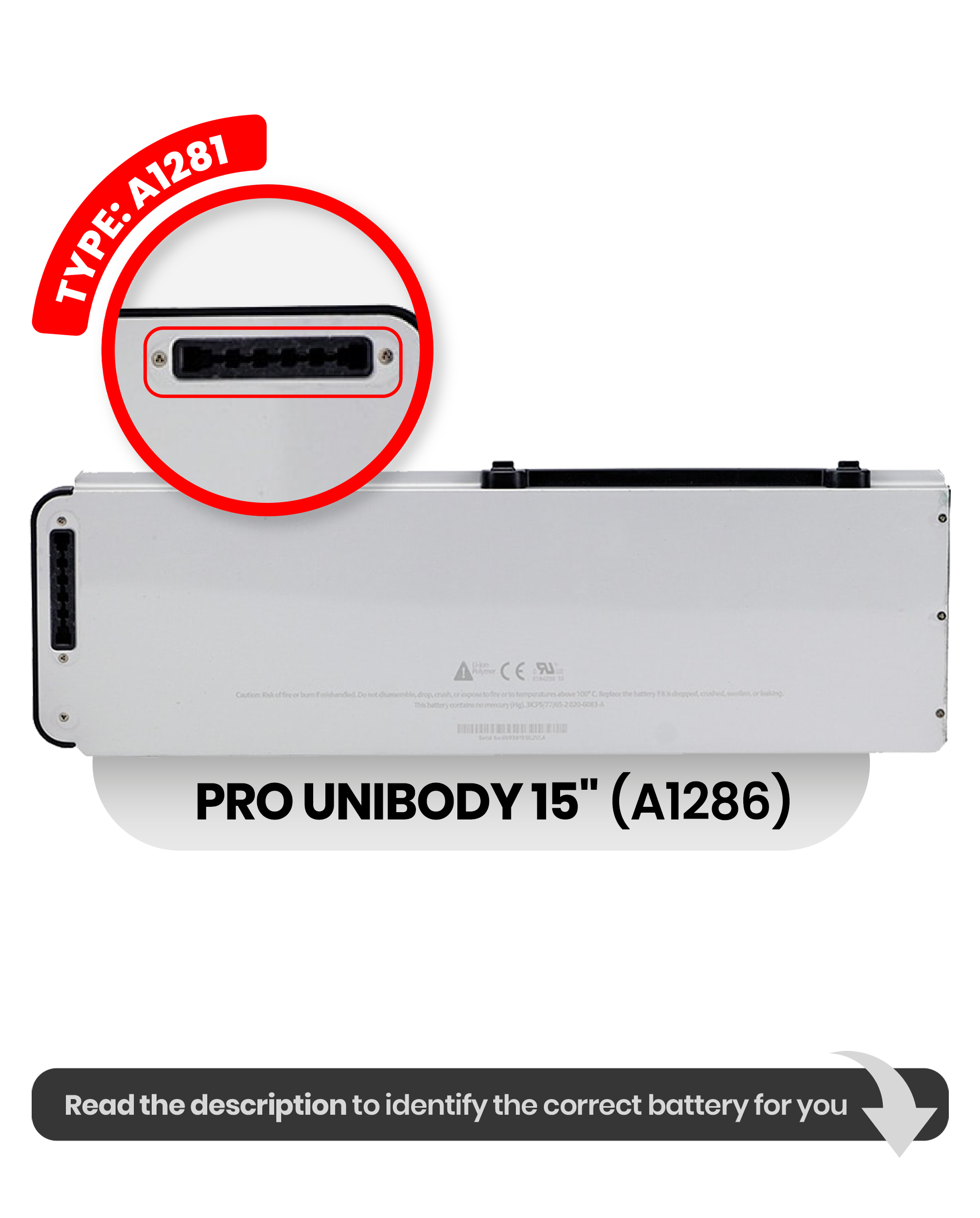 Battery (A1281) Compatible For Macbook Pro Unibody 15" (A1286 / Early 2009 / Late 2008)