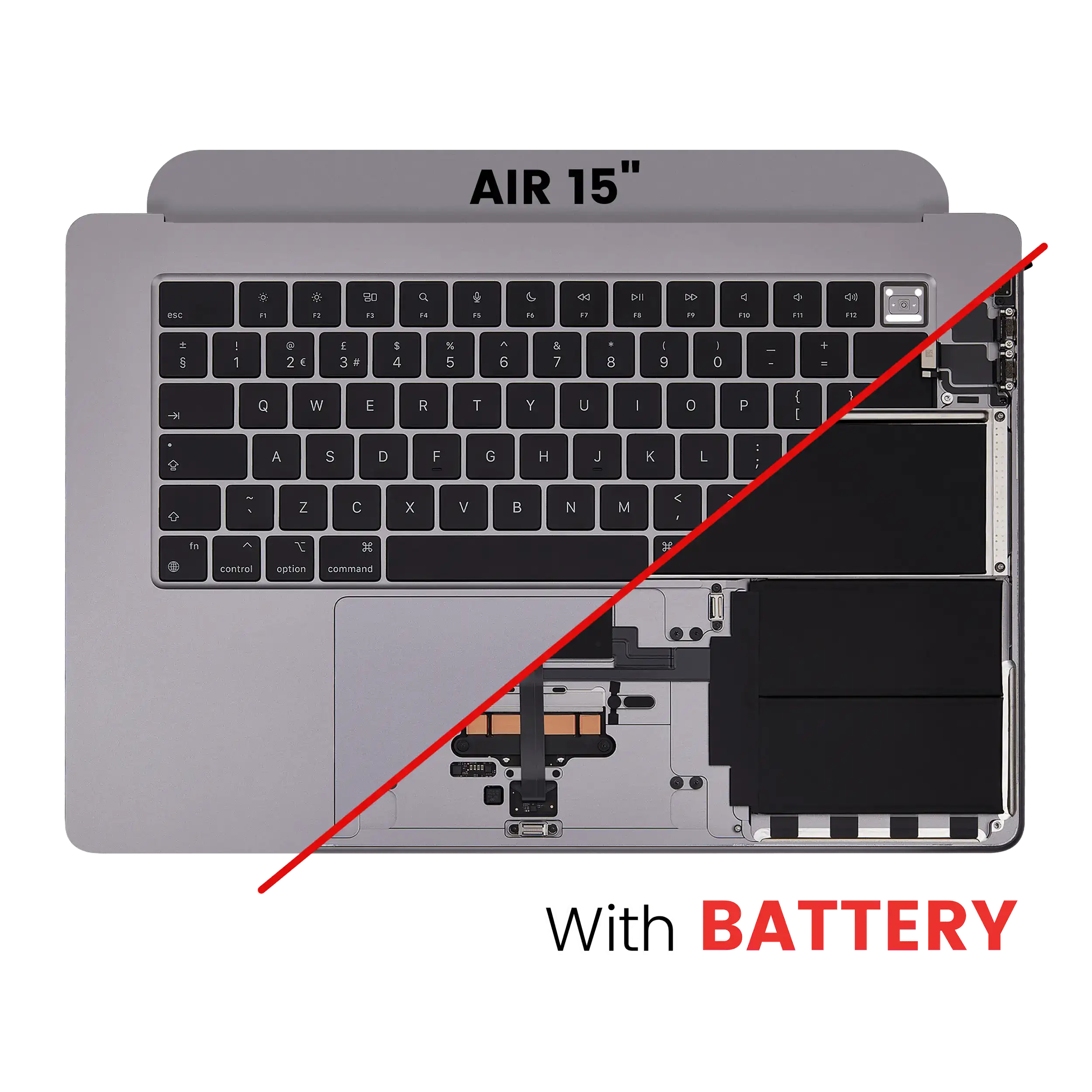 Top Case Assembly With Battery And Keyboard Compatible For Macbook Air 15" (A2941 / Mid 2023) (Uk Keyboard) (Space Gray)