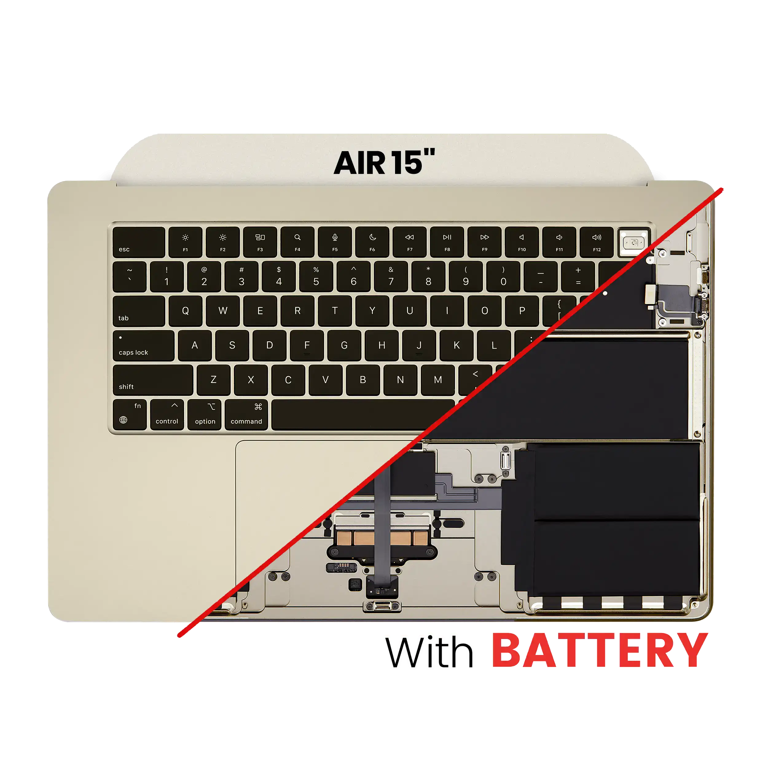 Top Case Assembly With Battery And Keyboard Compatible For Macbook Air 15" (A2941 / Mid 2023) (Us Keyboard) (Starlight)