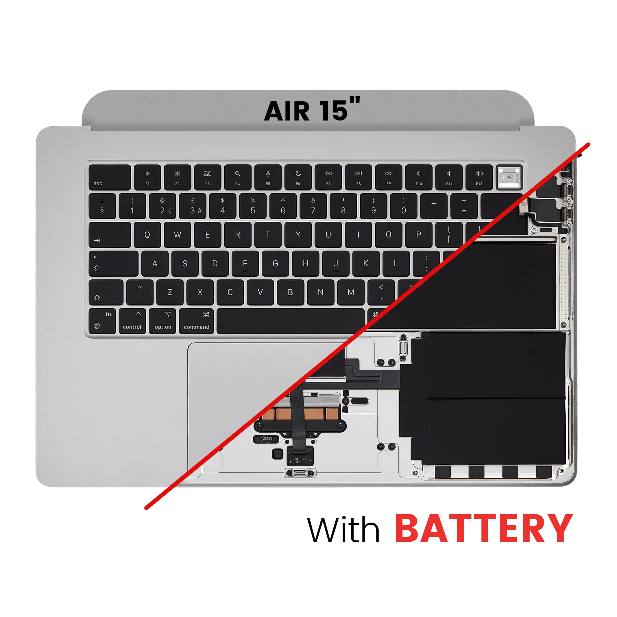 Top Case Assembly With Battery And Keyboard Compatible For Macbook Air 15" (A2941 / Mid 2023) (Uk Keyboard) (Silver)