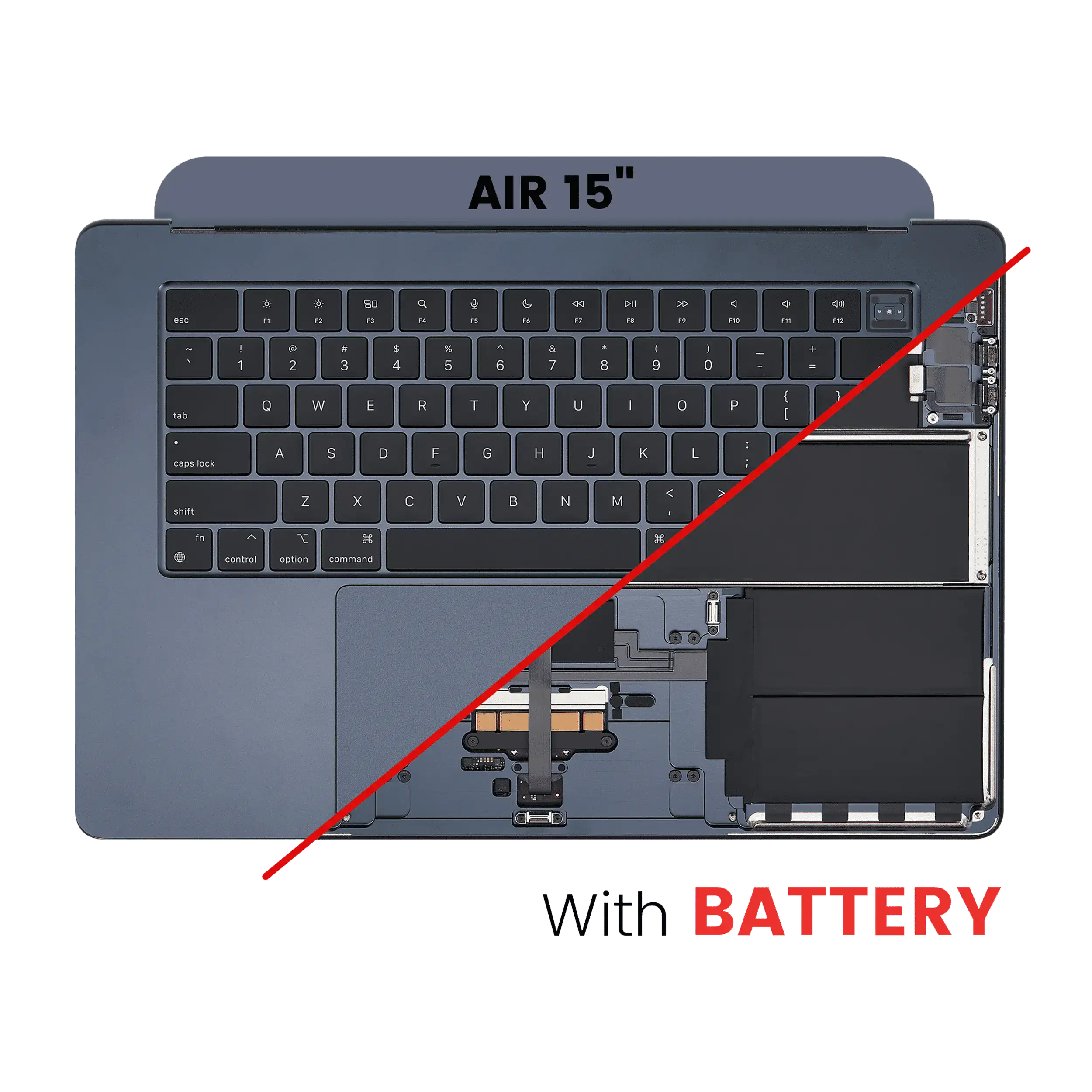 Top Case Assembly With Battery And Keyboard Compatible For Macbook Air 15" (A2941 / Mid 2023) (Us Keyboard) (Midnight)