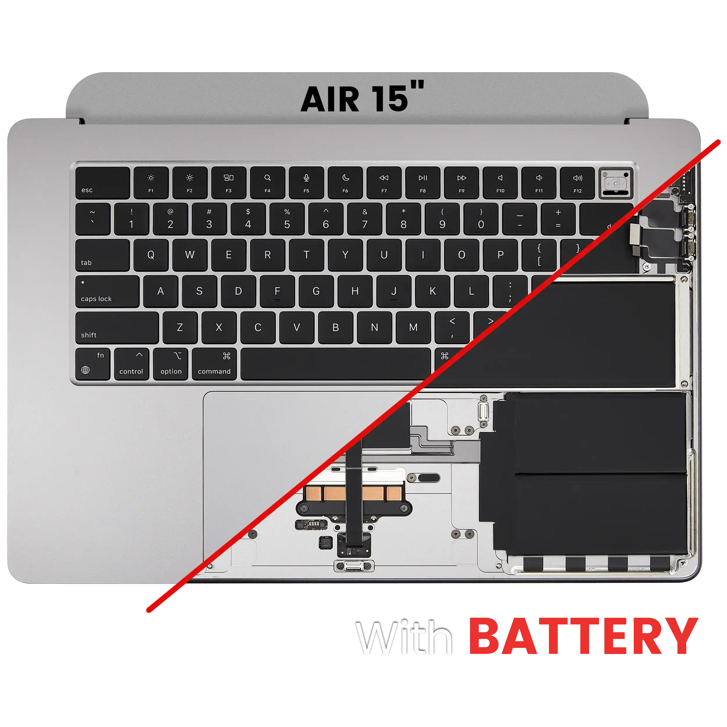 Top Case Assembly With Battery And Keyboard Compatible For Macbook Air 15" (A3114 / Mid 2024) (Space Gray) (Us Keyboard)