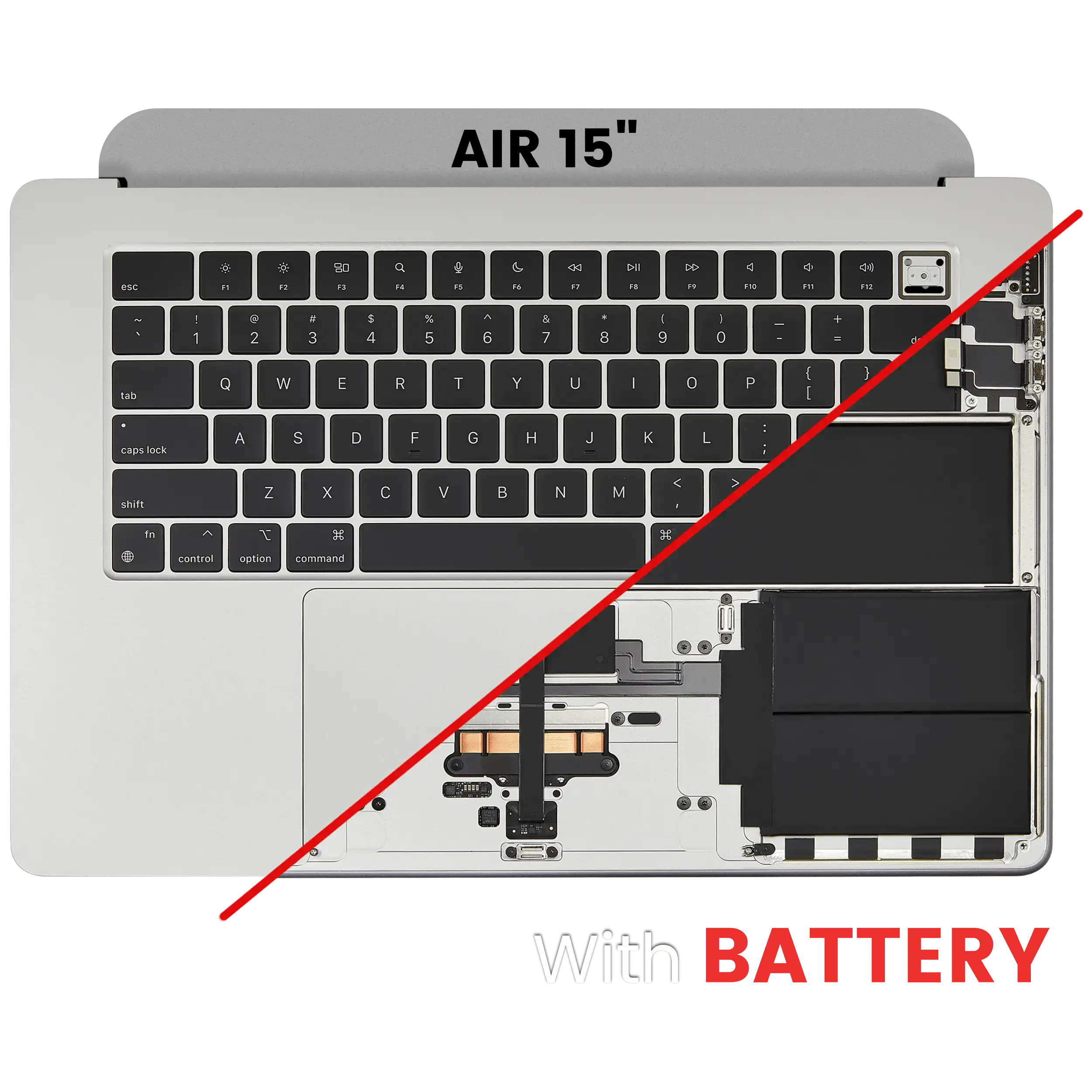 Top Case Assembly With Battery And Keyboard Compatible For Macbook Air 15" (A3114 / Mid 2024) (Silver) (Us Keyboard)