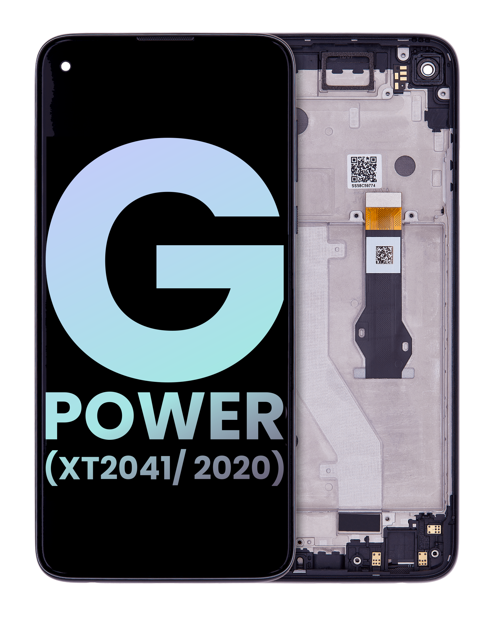 Lcd Assembly With Frame Compatible For Motorola Moto G Power (Xt2041/ 2020) (Official - Not Aftermarket) (Smoke Black)