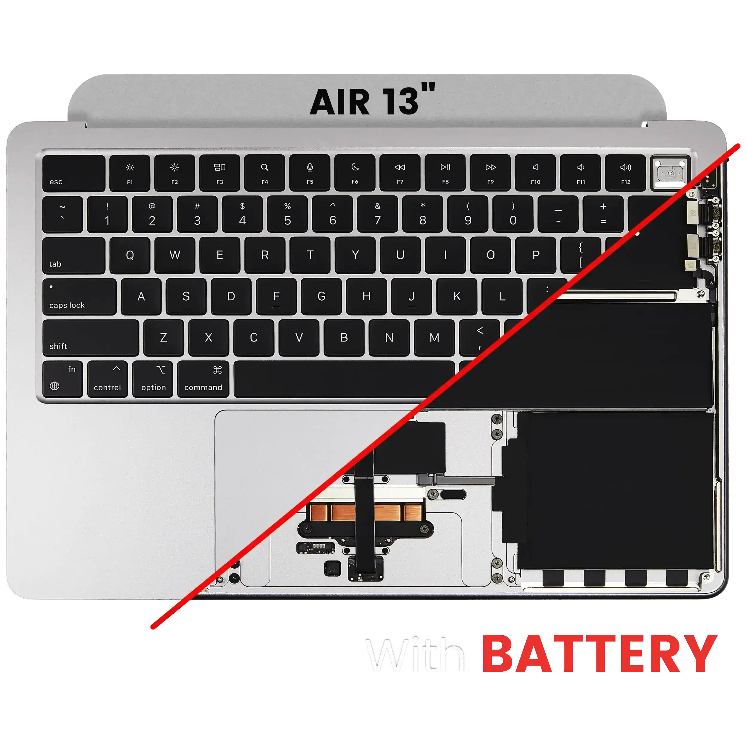Top Case Assembly With Battery And Keyboard Compatible For Macbook Air 13" (A3113 / Mid 2024) (Silver) (Us Keyboard)