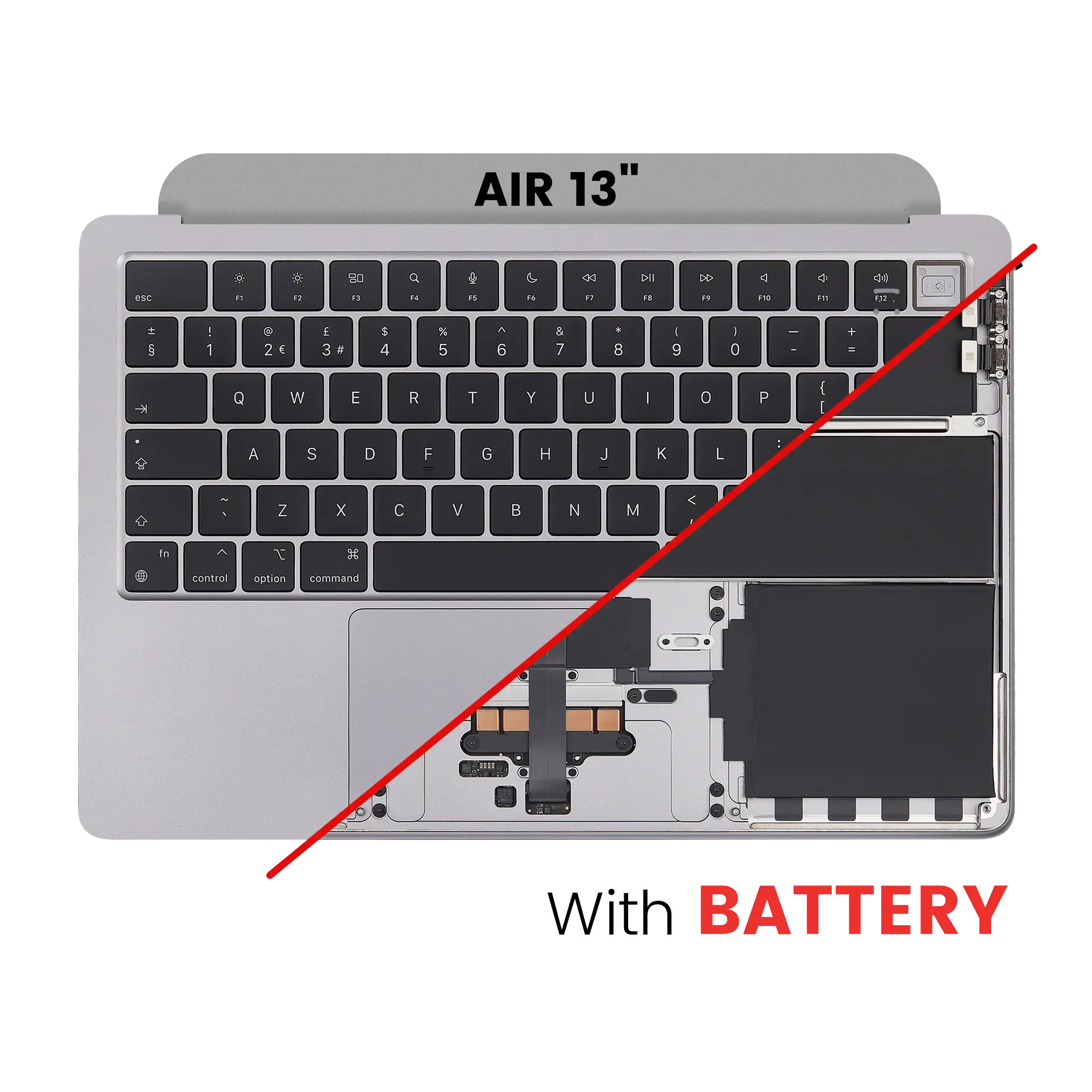 Top Case Assembly With Battery And Keyboard Compatible For Macbook Air 13" (A2681 / Mid 2022) (Uk Keyboard) (Space Gray)
