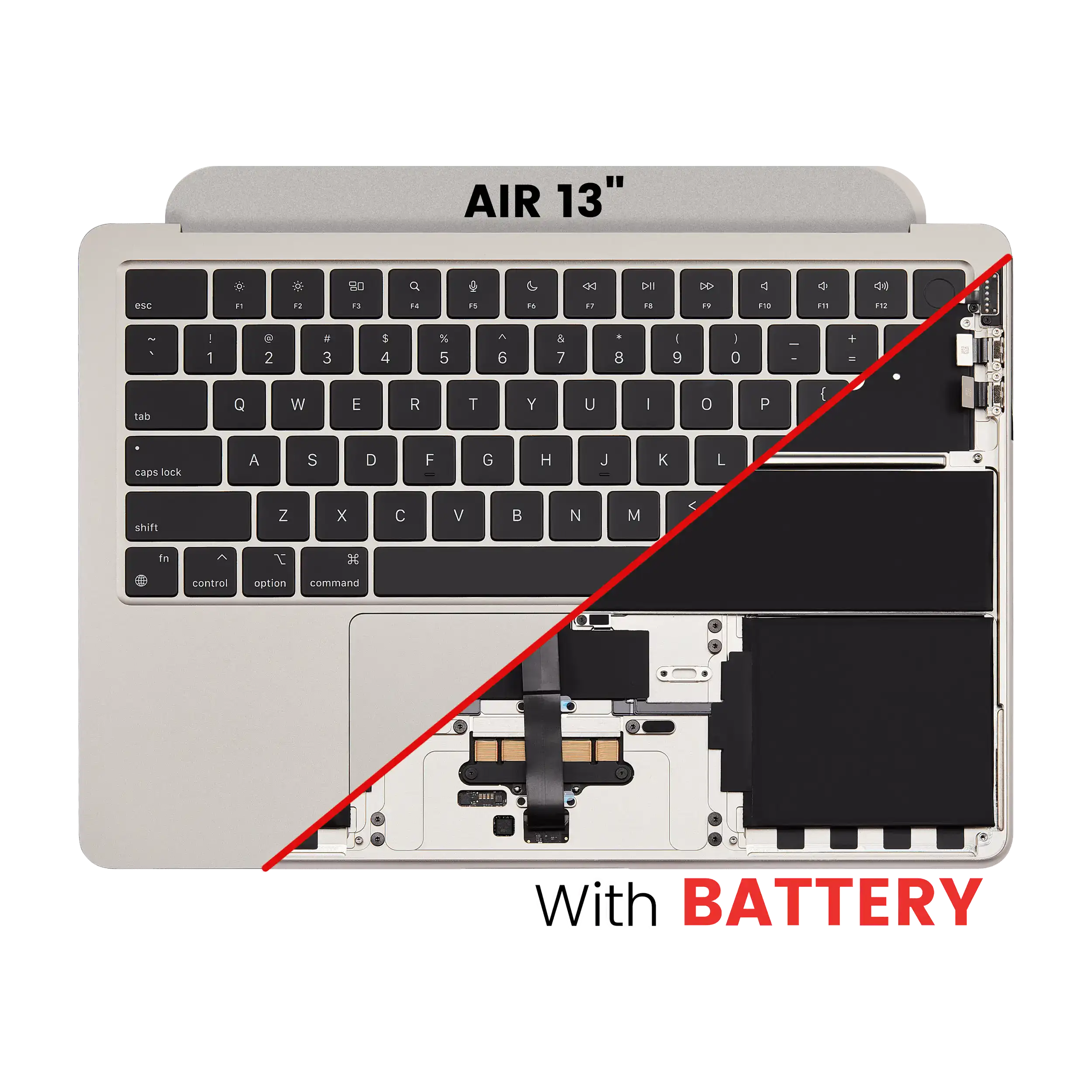Top Case Assembly With Battery And Keyboard Compatible For Macbook Air 13" (A2681 / Mid 2022) (Starlight) (Us Keyboard)