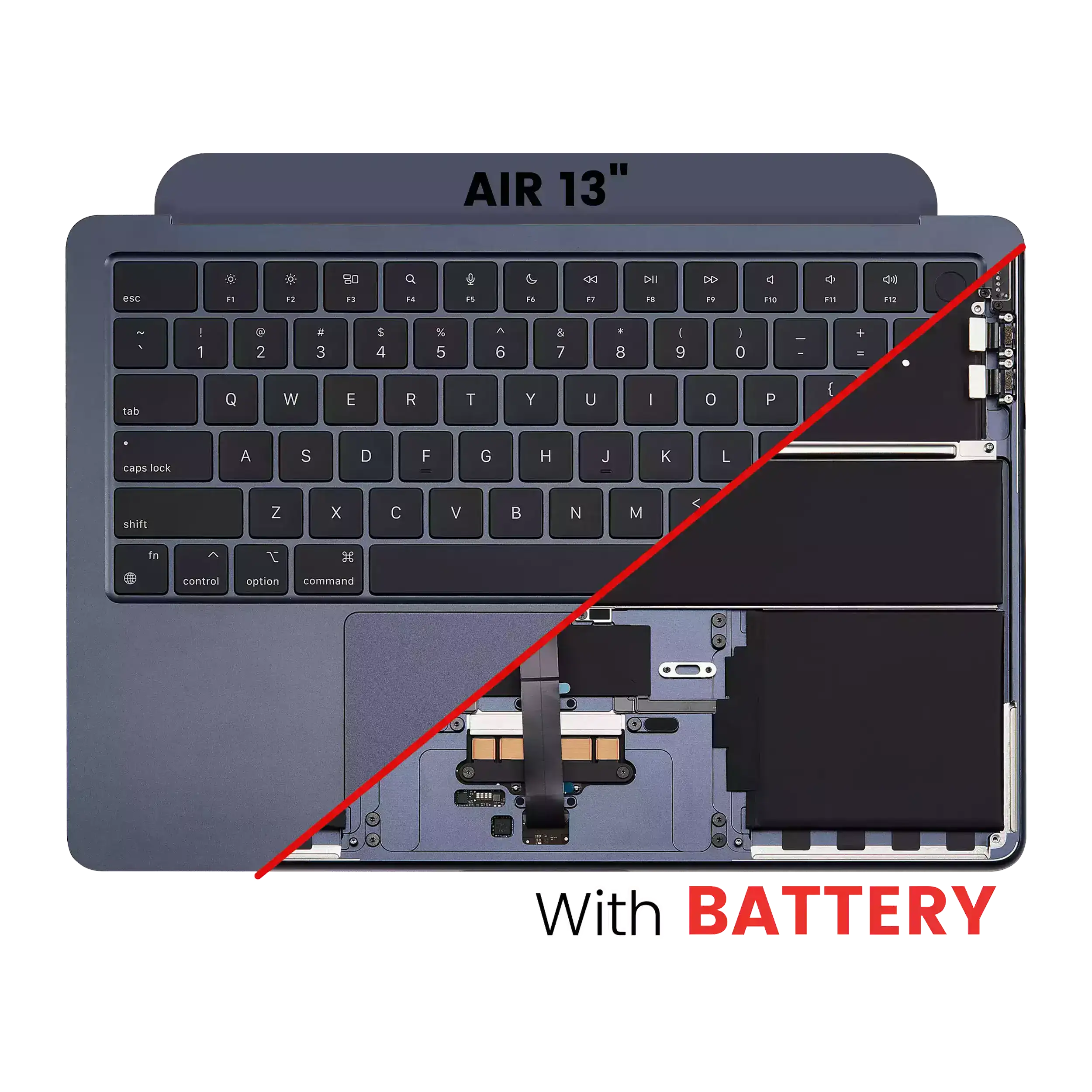 Top Case Assembly With Battery And Keyboard Compatible For Macbook Air 13" (A2681 / Mid 2022) (Midnight) (Us Keyboard)
