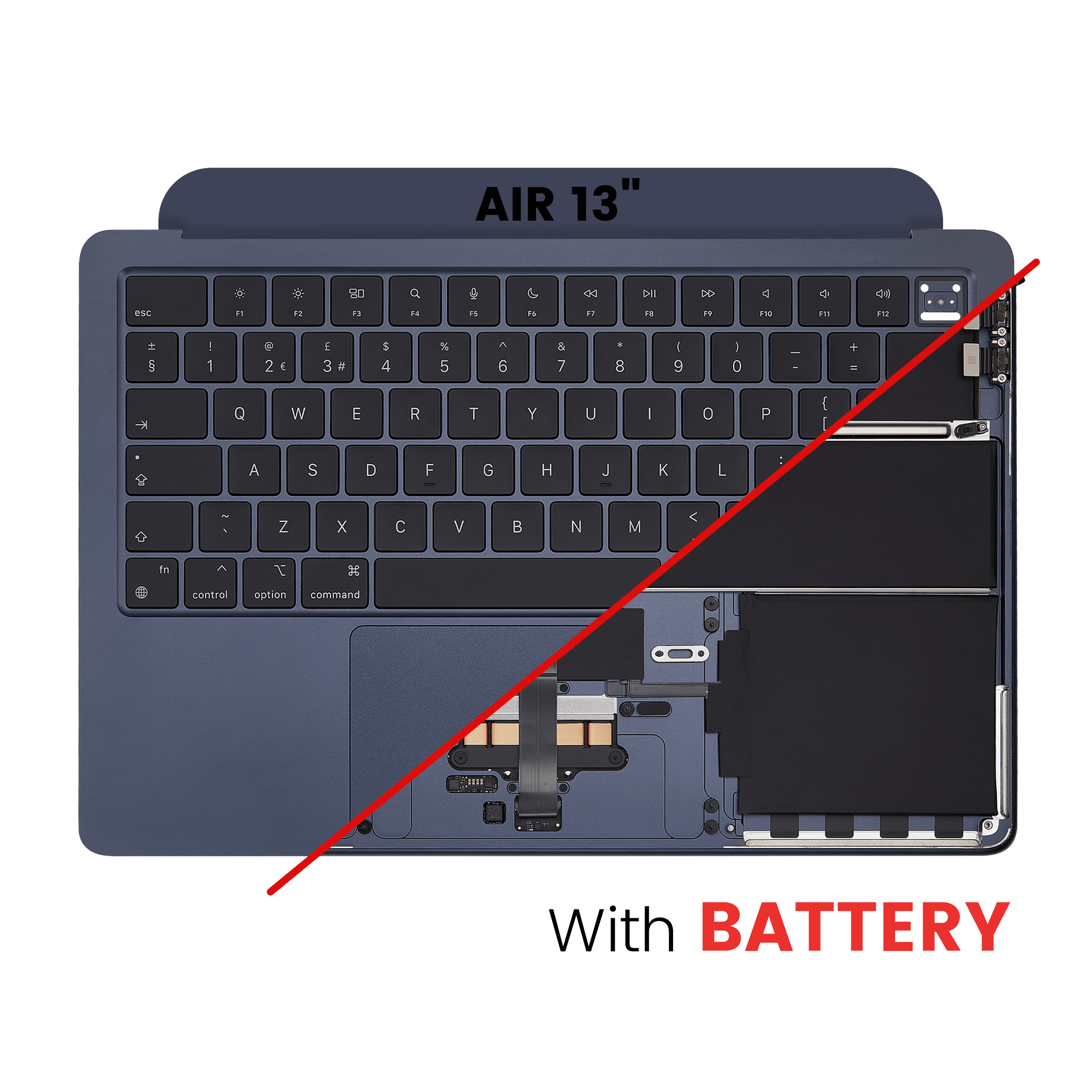 Top Case Assembly With Battery And Keyboard Compatible For Macbook Air 13" (A2681 / Mid 2022) (Uk Keyboard) (Midnight)
